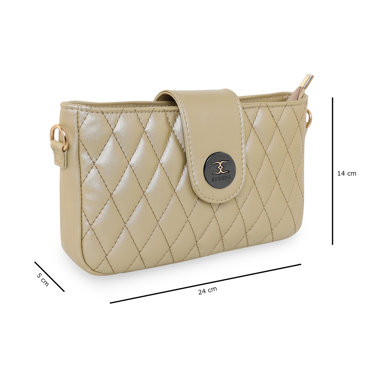 ESBEDA | Women's Gold PU Solid Sling Bags 1