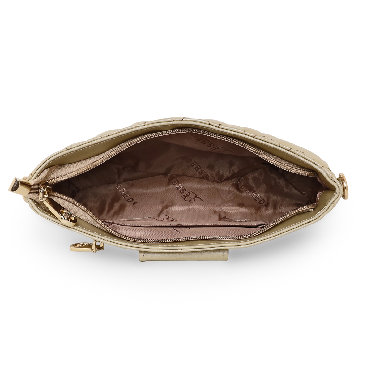 ESBEDA | Women's Gold PU Solid Sling Bags 4