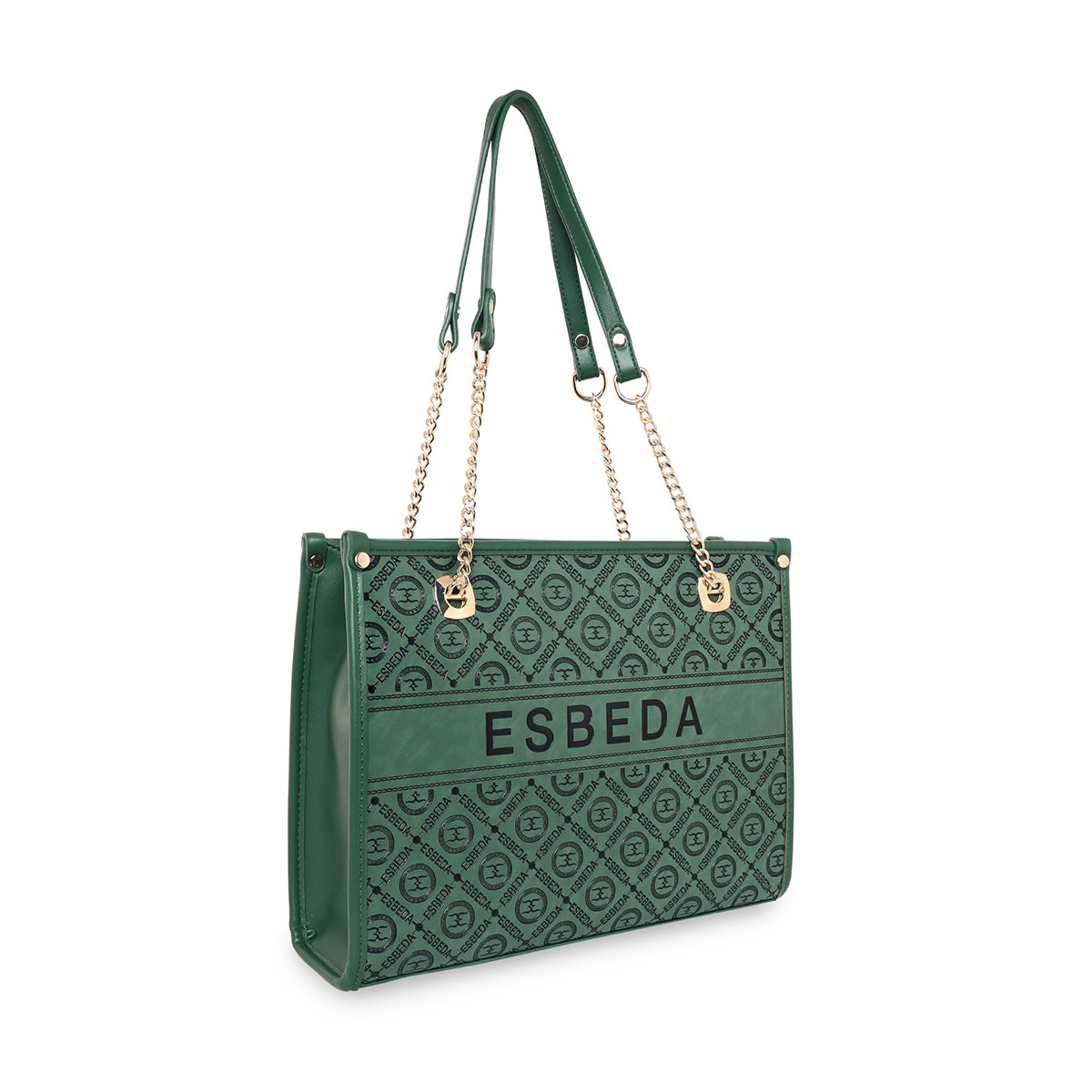 ESBEDA Green Color ESBEDA Logo Embossed Handbag For Women