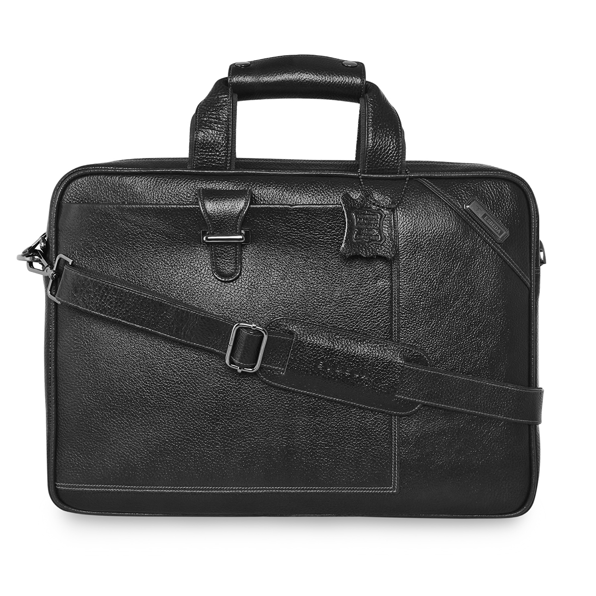 ESBEDA | Men's Black Leather Solid Laptop Bags 0