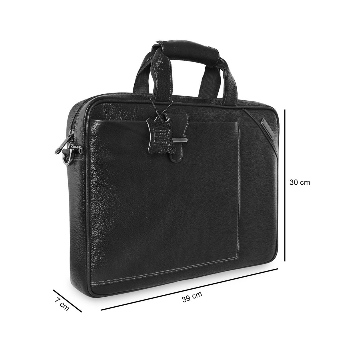 ESBEDA | Men's Black Leather Solid Laptop Bags 1