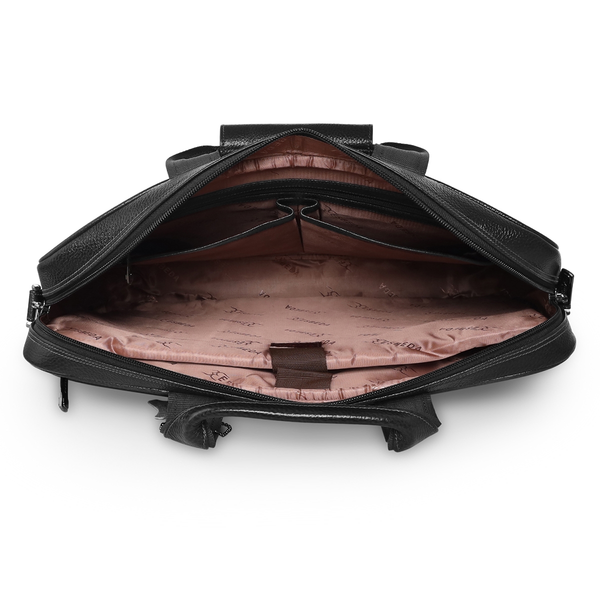 ESBEDA | Men's Black Leather Solid Laptop Bags 4