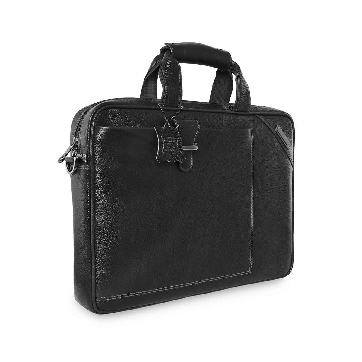 ESBEDA | Men's Black Leather Solid Laptop Bags 7