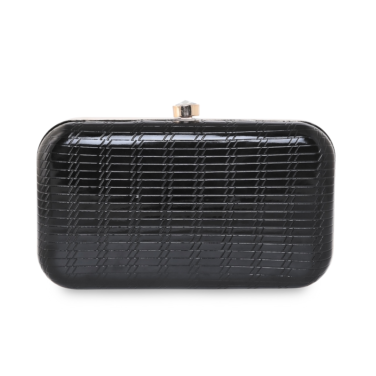 ESBEDA Black Color Emboss Brick Pattern Clutch For Women