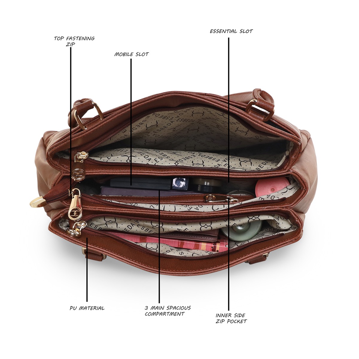 ESBEDA Tan Color Quilted Office Handbag For Women
