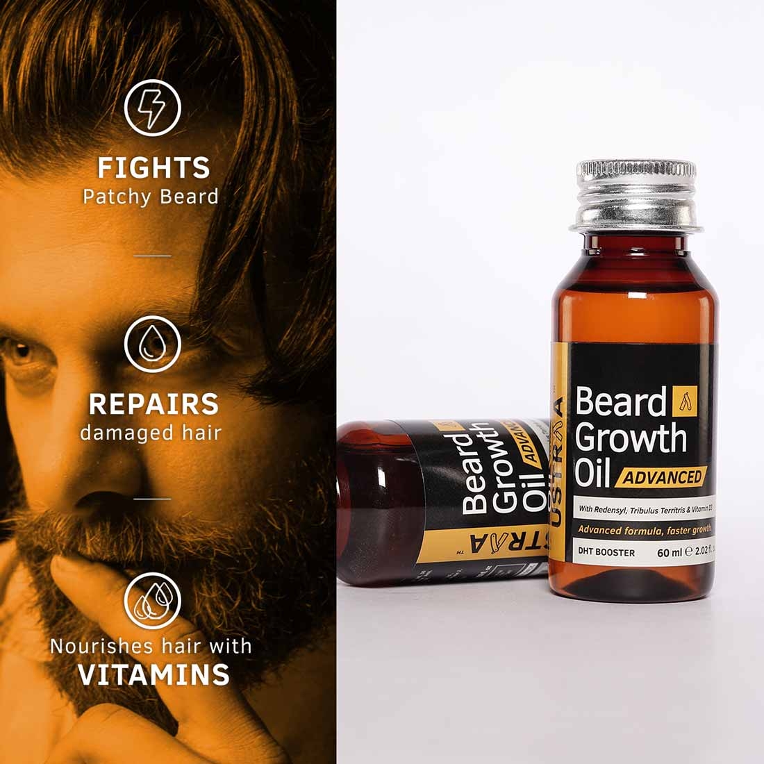 Ustraa | Ustraa Beard growth Oil Advanced 60ml & Anti Dandruff Beard Wash 60 ml 2