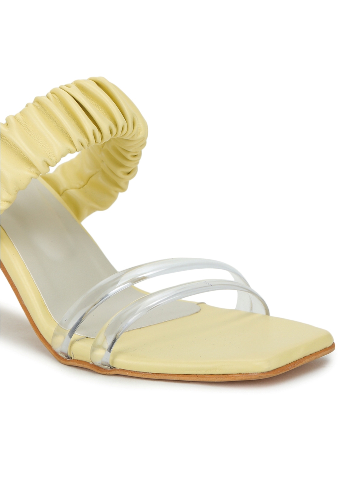 ESTATOS | Estatos Kitten Heels Yellow Sandals for Women (P34V104) 4