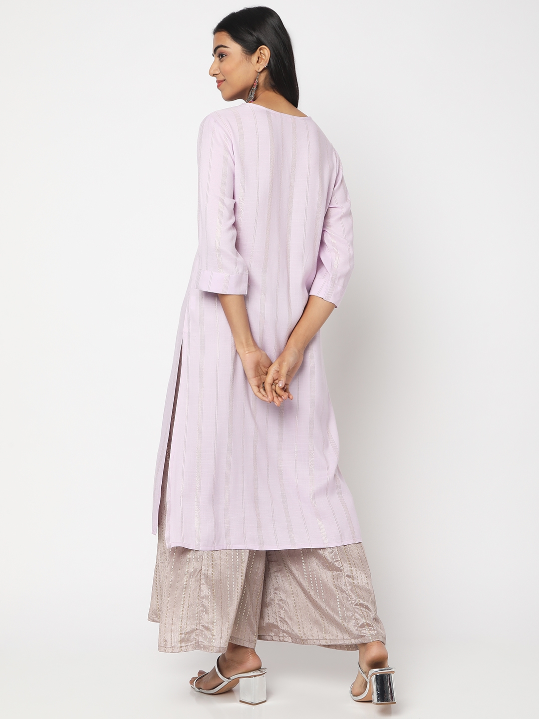 Ethnicity | Ethnicity Women's Purple Polyester Viscose Embroidered Kurta | XS 3