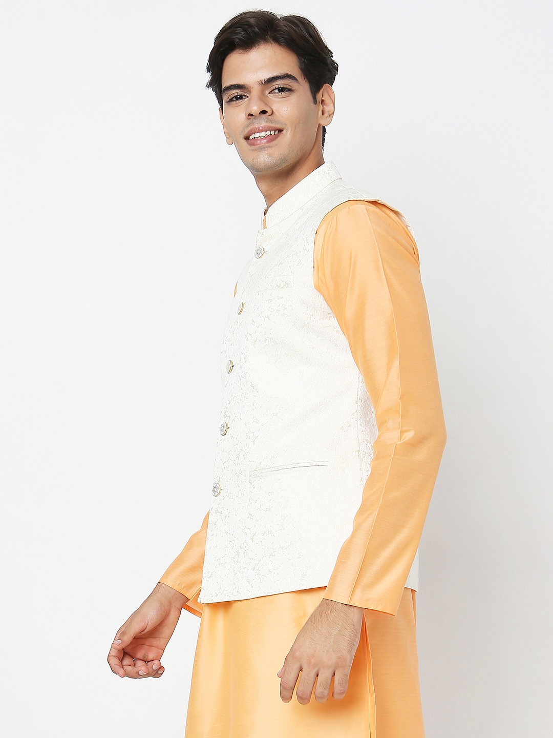 Ethnicity | Ethnicity Men's Cream Polyester Solid Jackets | M 1