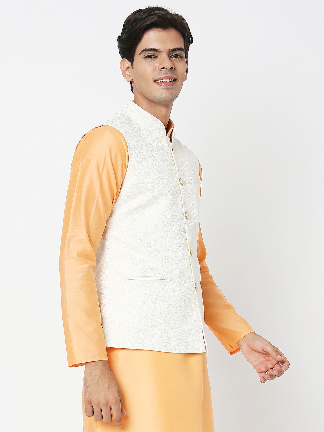 Ethnicity | Ethnicity Men's Cream Polyester Solid Jackets | M 2