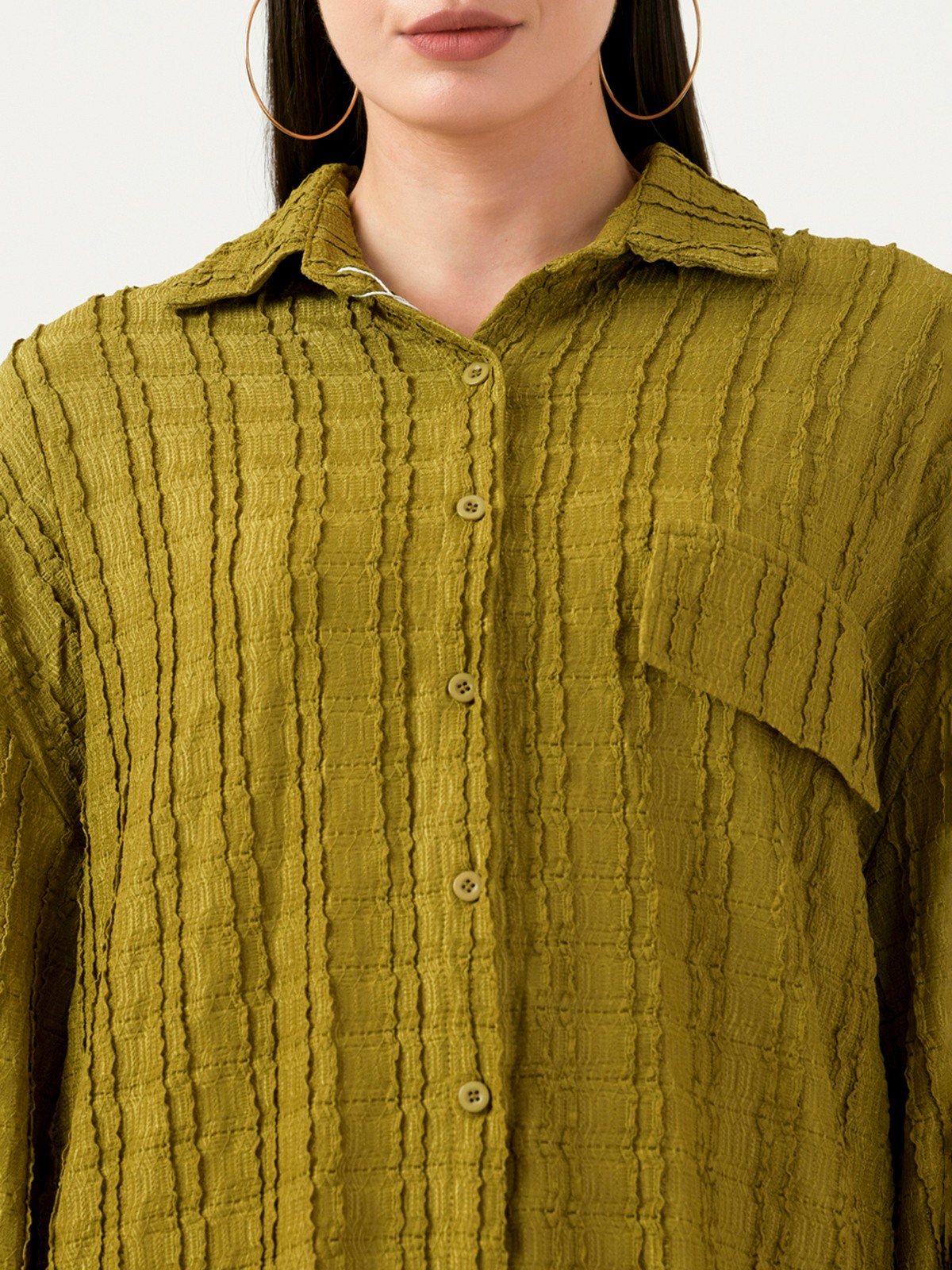 Albion Women Smart Premium Mehandi Casual Shirt
