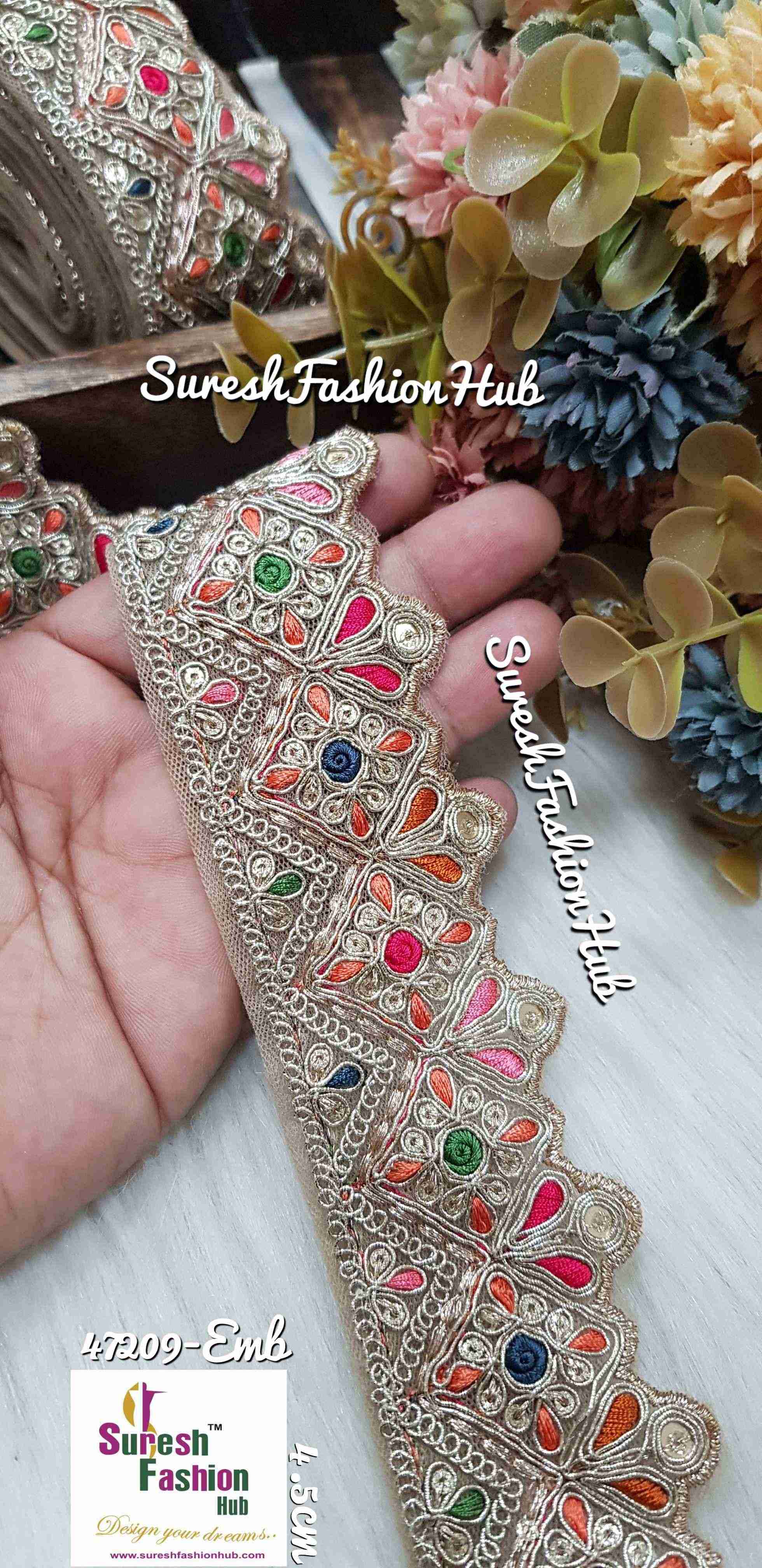 Sabyasachi-Inspired Floral Cutwork Embroidery Lace - No4