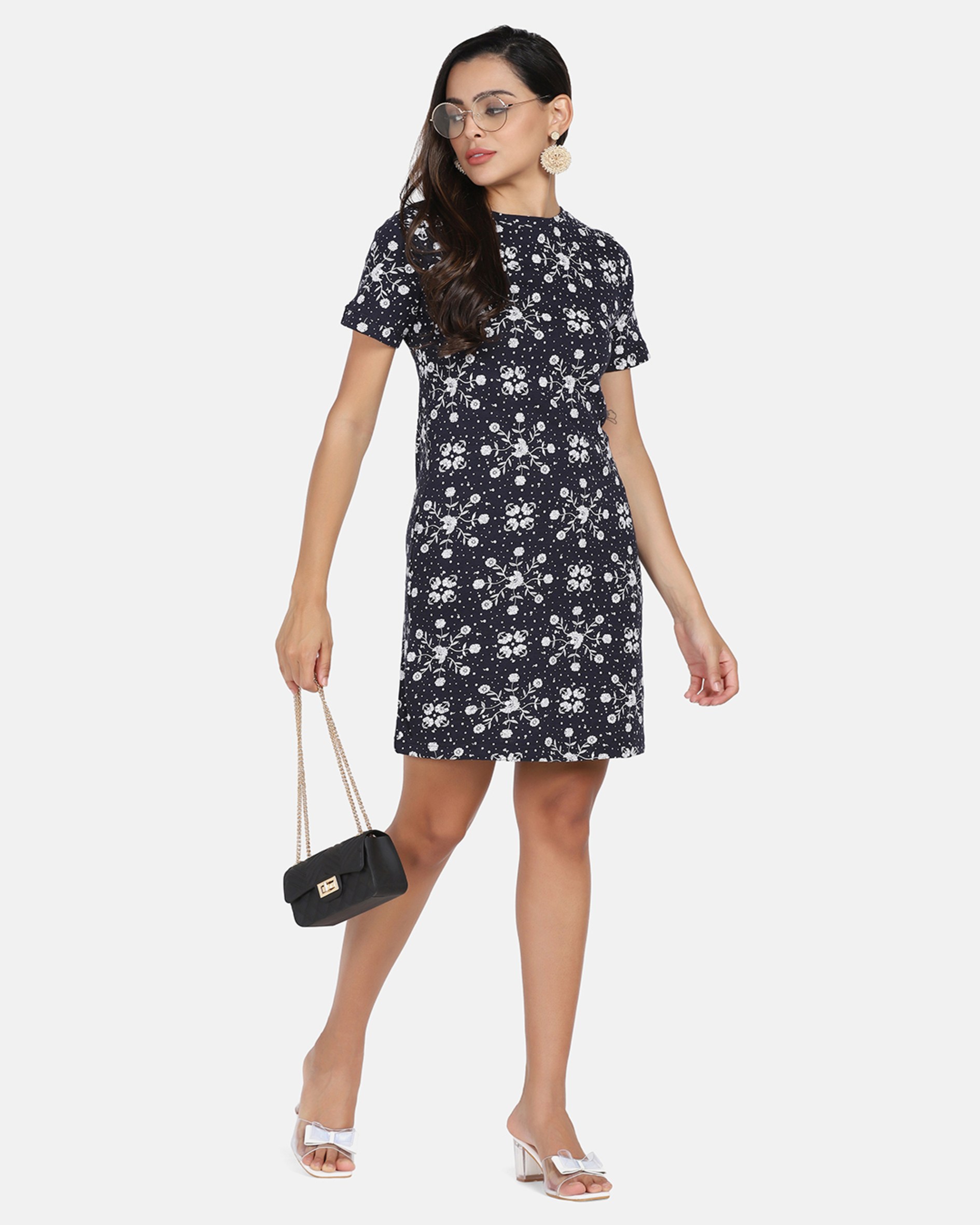 Black & White Printed Short Dress