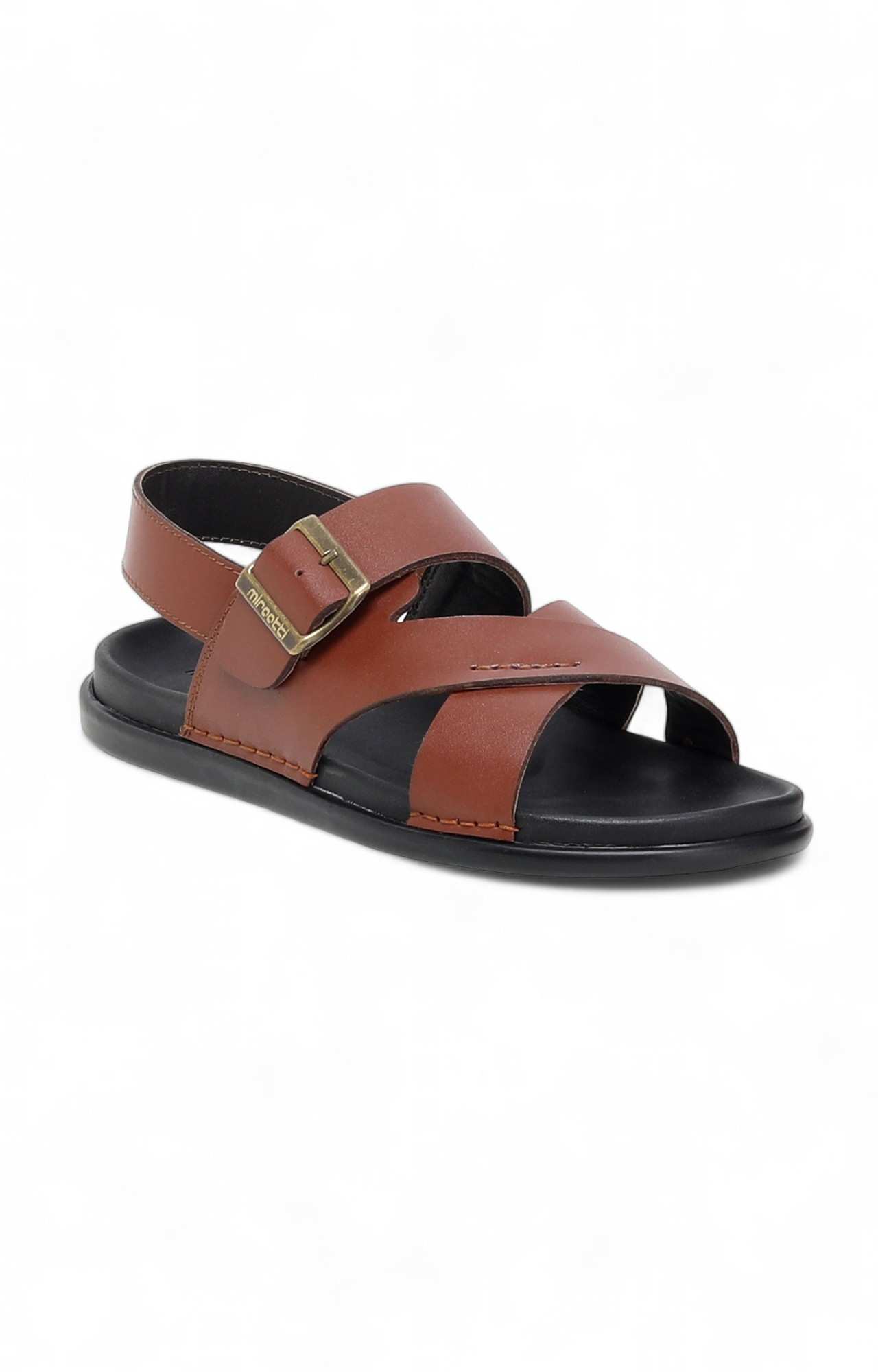 Men Wine Criss-Cross Sandals with Buckle