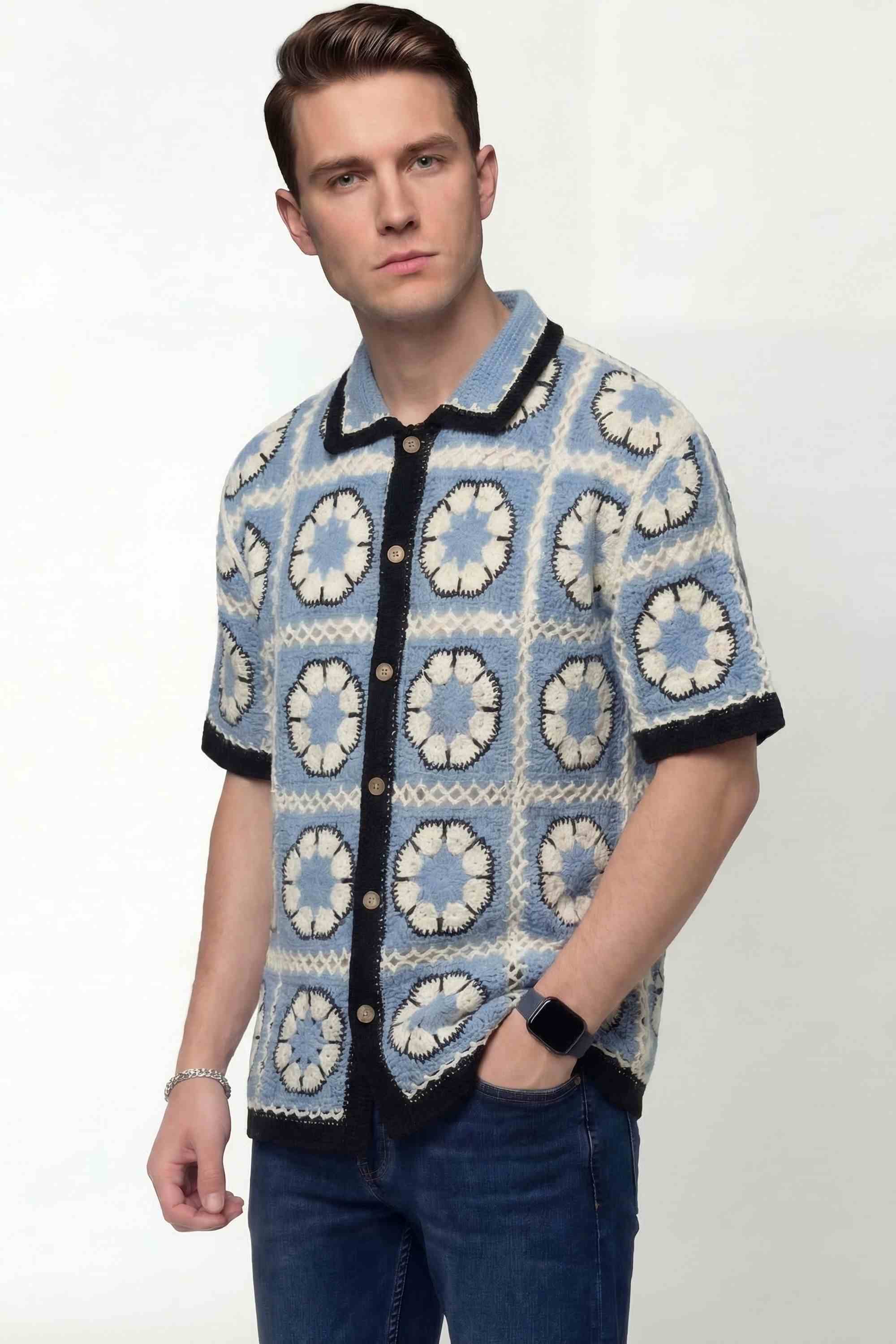 ALBION MENS NEW CASUAL BLUE   SHIRT