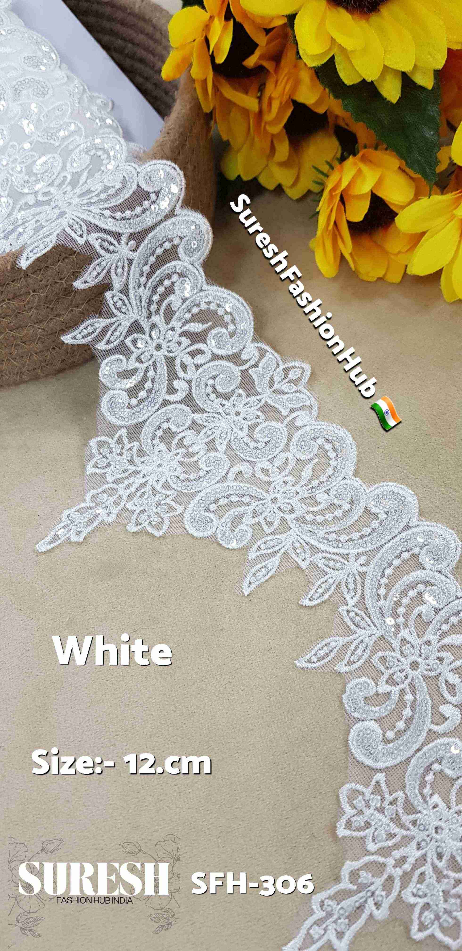 White Cutwork Bridal Embroidery Net Lace