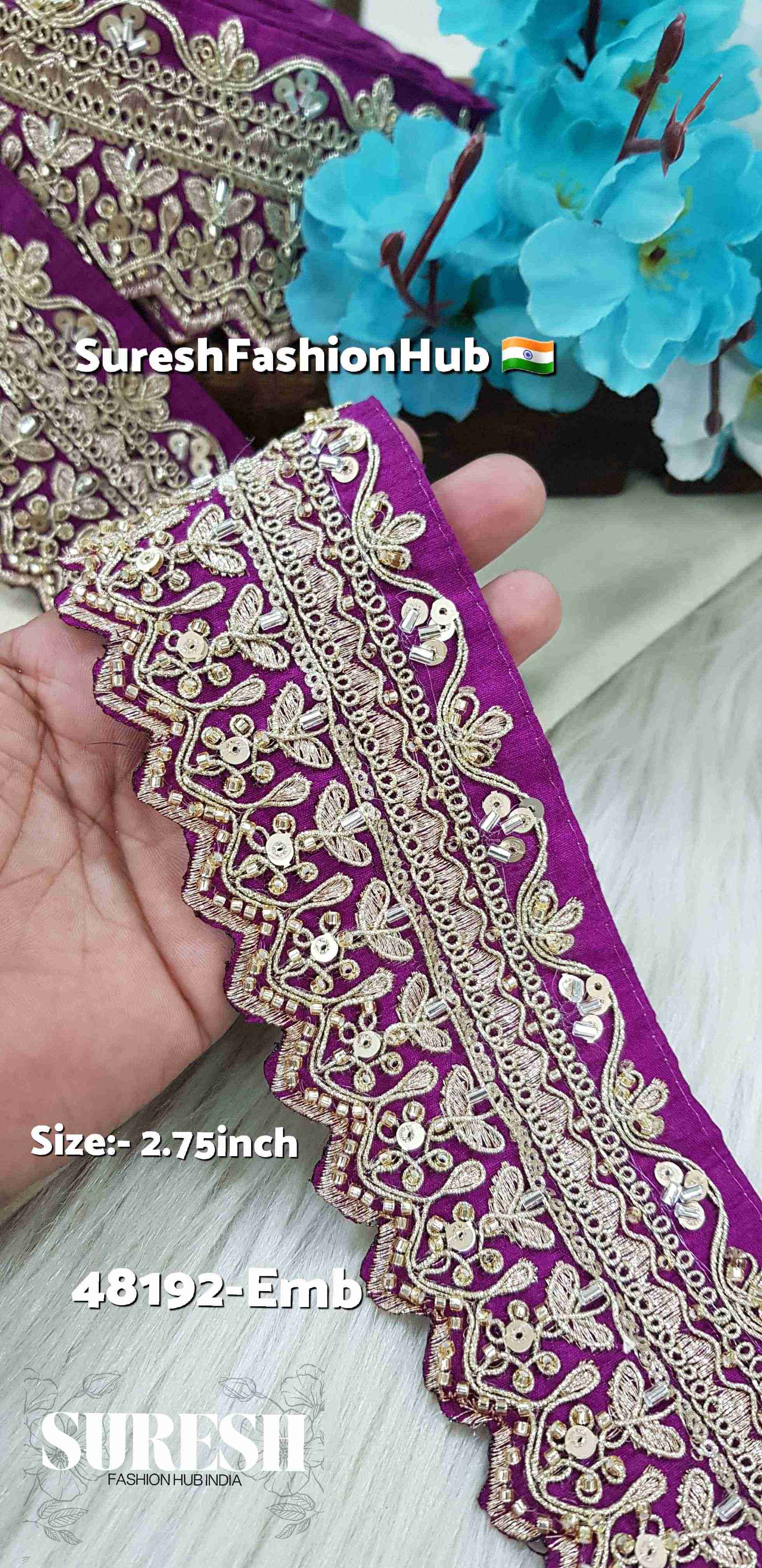 Purple Petals Embellished Lace