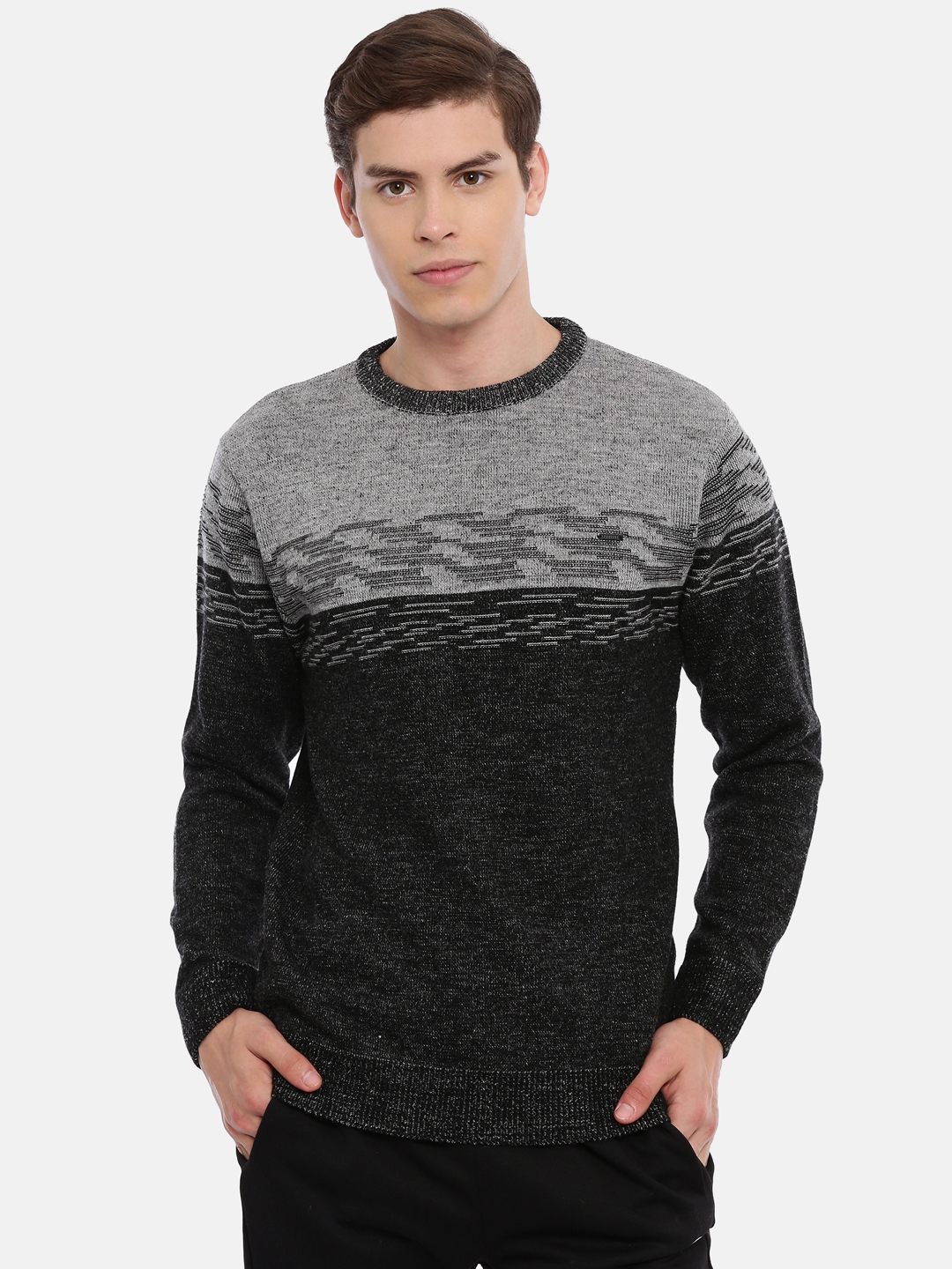 Proline | Men's Grey Acrylic Melange Sweaters
