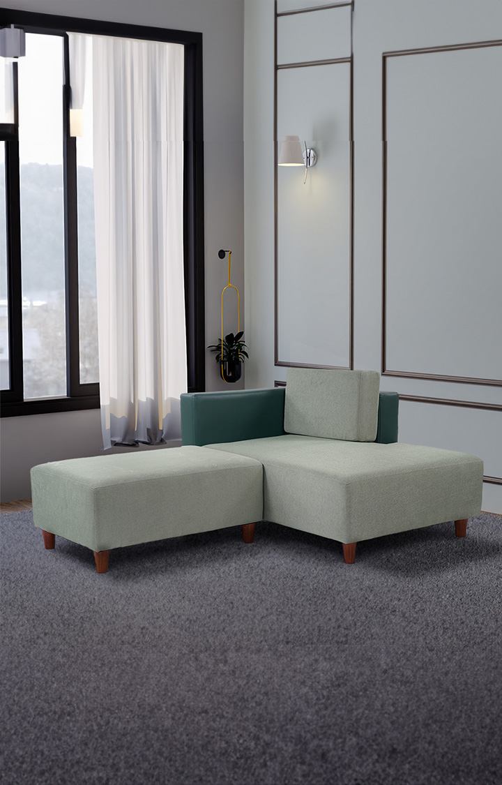 neudot Hailey Fabric Chaise Lounger LHS in Misty Green Colour