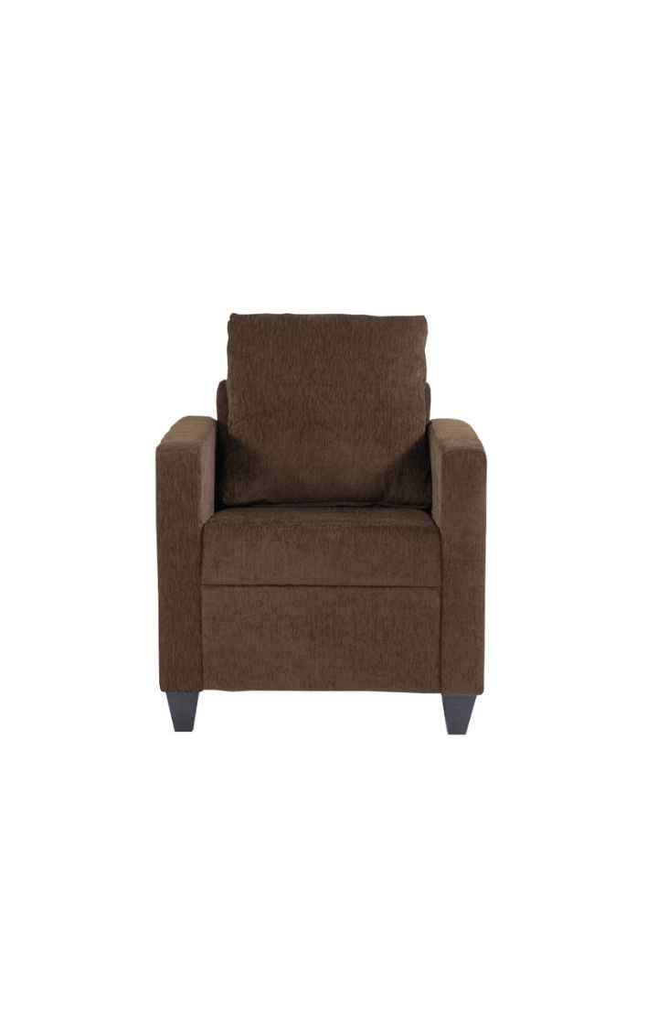 neudot Saya Sofa for Living Room | 1 Persons Sofa| Premium Fabric with Cushioned Armrest | 12 Months Warranty| Solid Wood Frame| 1 Seater in Saya Brown Color