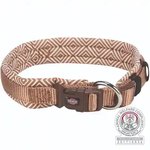 Trixie Premium Extra Wide Neoprene Padded Collar for Dogs, Boho Diamond/Caramel