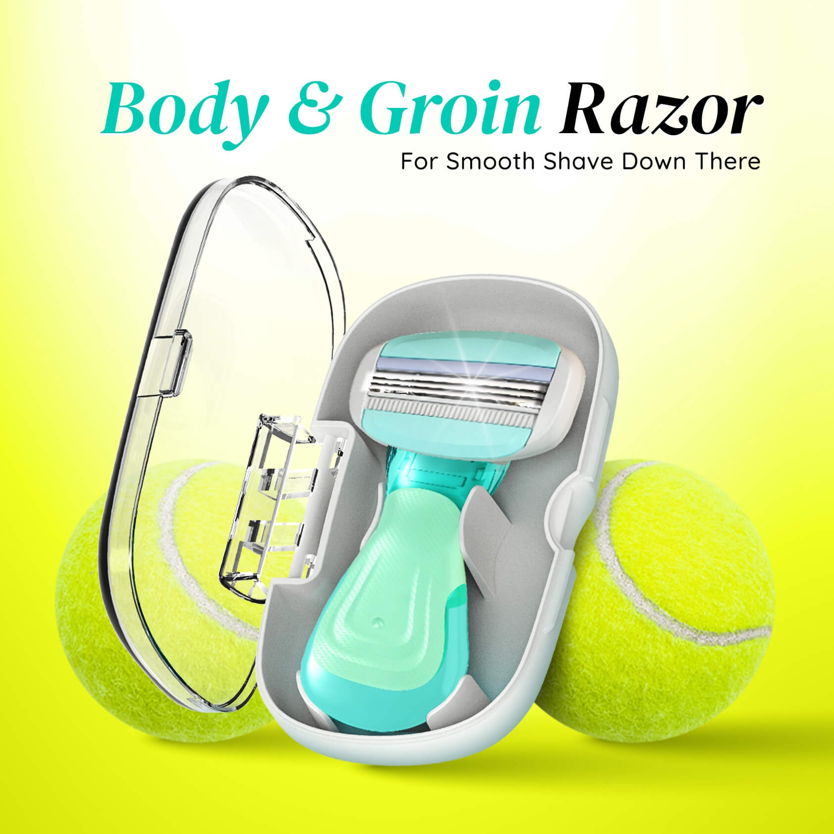 LetsShave | LetsShave Body and Groin Razor for Men with free Transparent Shave Gel | 3 Blade painless Groin and Body Hair Remover with Dual Moisture Bars | Compact Razor with Clamshell Travel Case 1