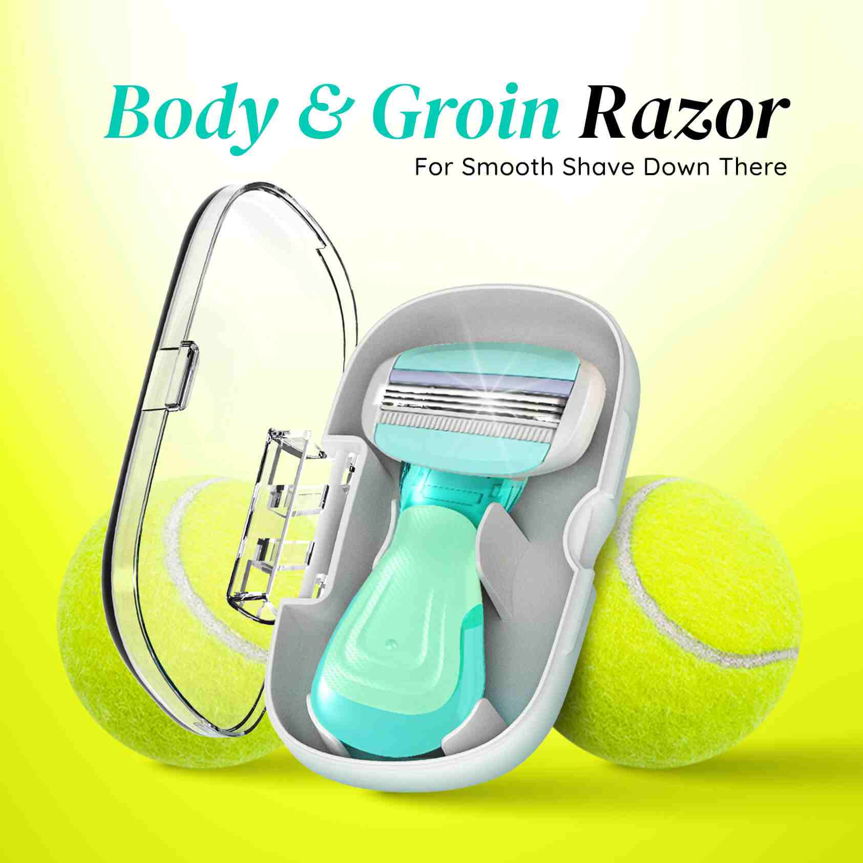 LetsShave | LetsShave Body and Groin Razor for Men with free Transparent Shave Gel | 3 Blade painless Groin and Body Hair Remover with Dual Moisture Bars | Compact Razor with Clamshell Travel Case 1