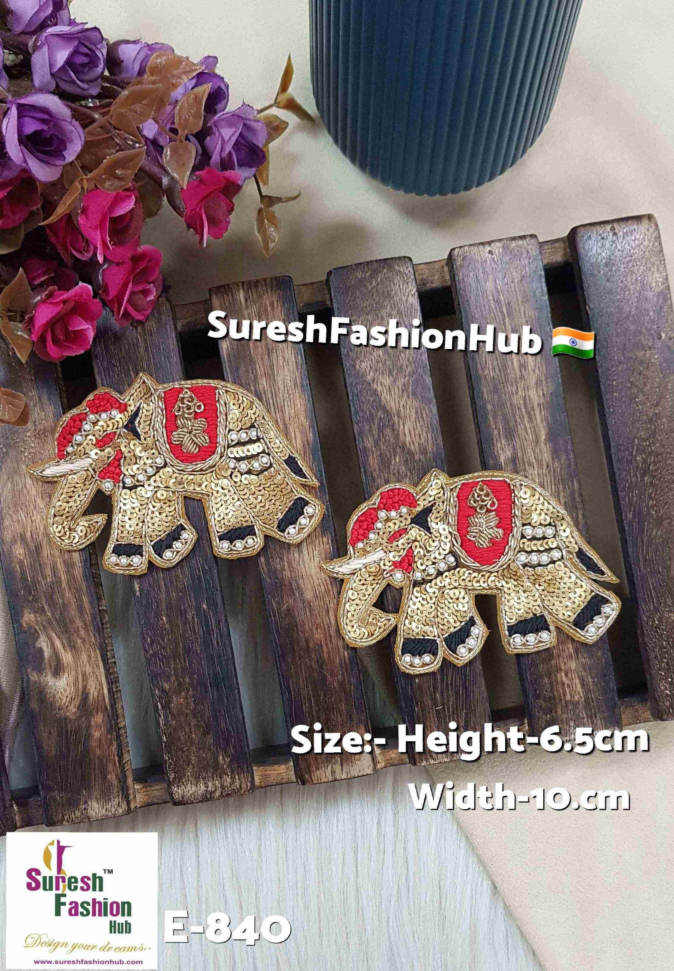 Regal Elephant Zardosi Patch – Left Facing