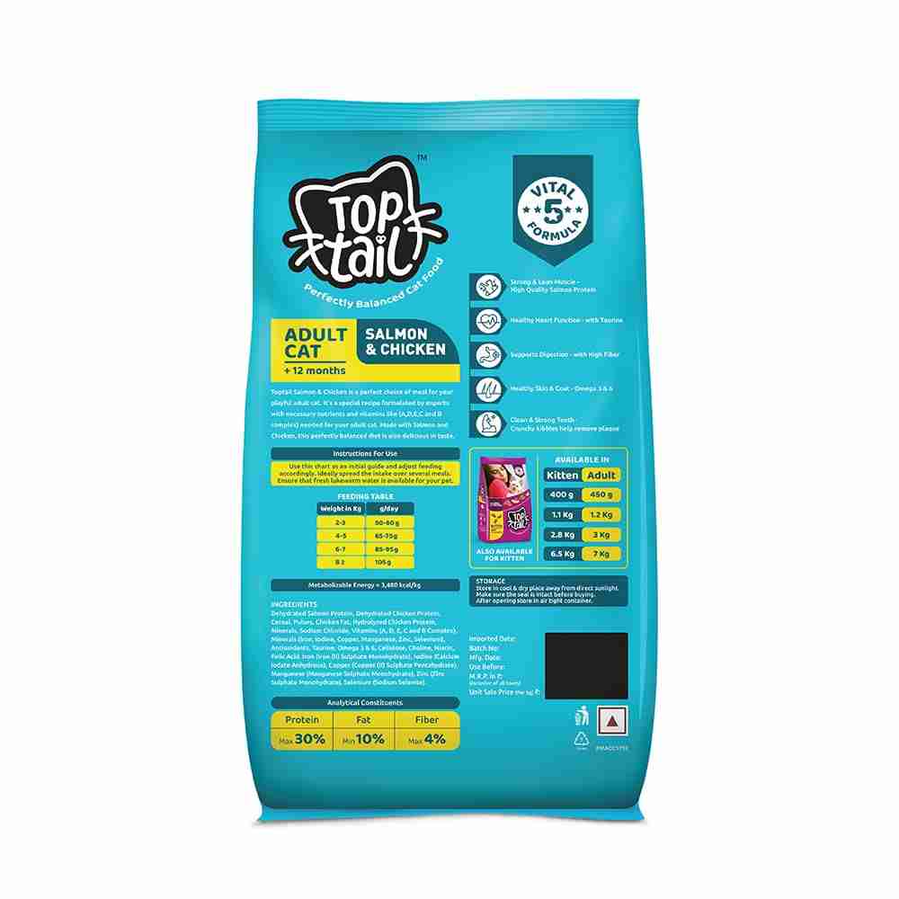 Top tail Adult Aalmon & Chicken Dry Food for Cats 3kg