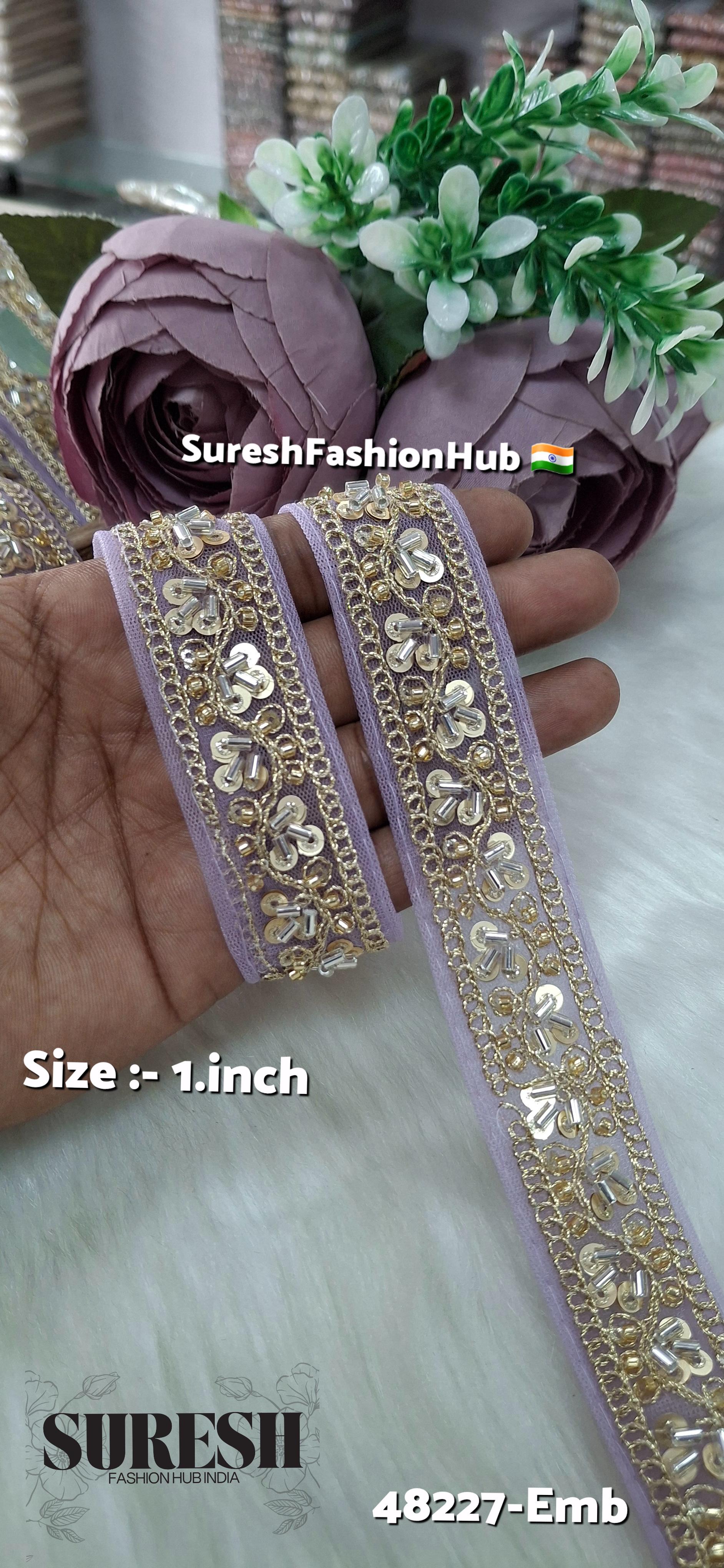 Lilac Pearl Embroidery Net Lace