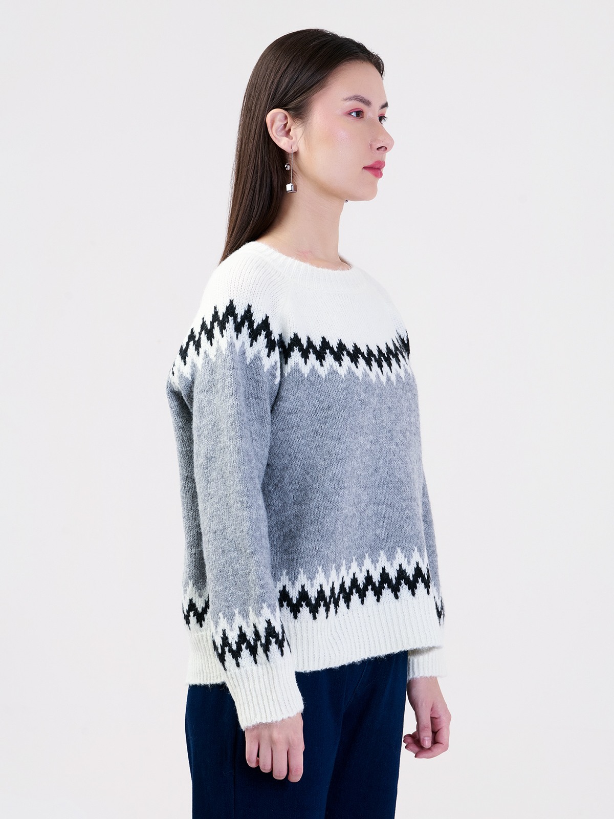 ALBION LADIES GREY TOP (WOOLEN)