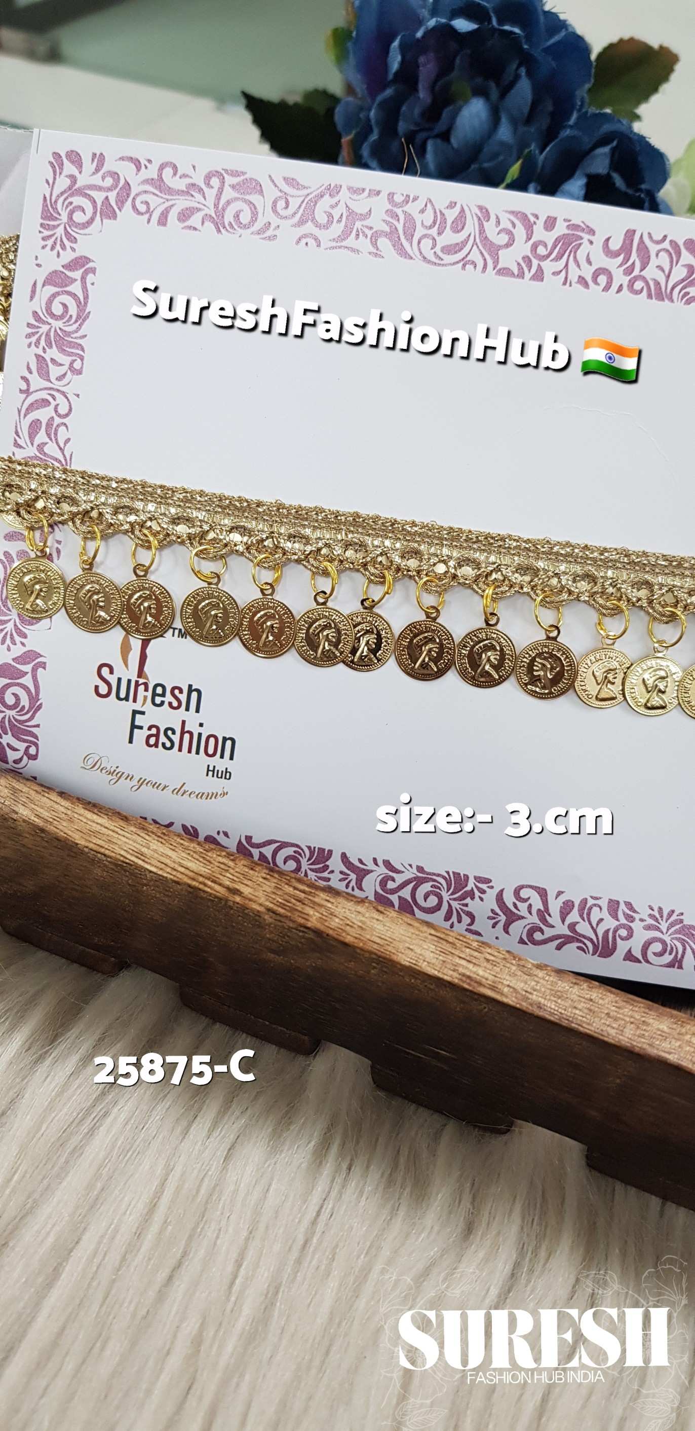 Raja Rani Coin Hanging Lace