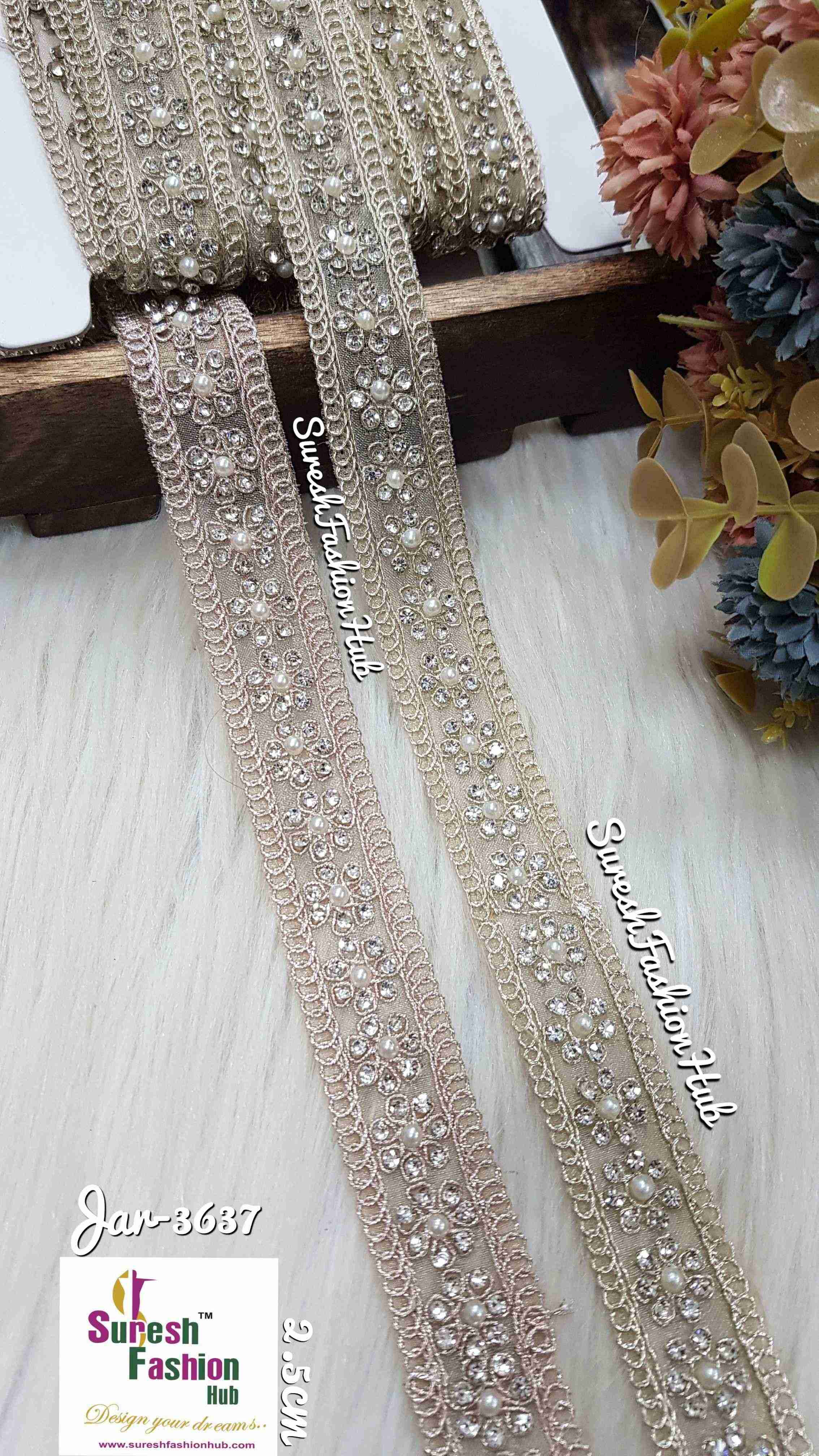 Pearl Gold Floral Radiance Harmony Lace - Double Side