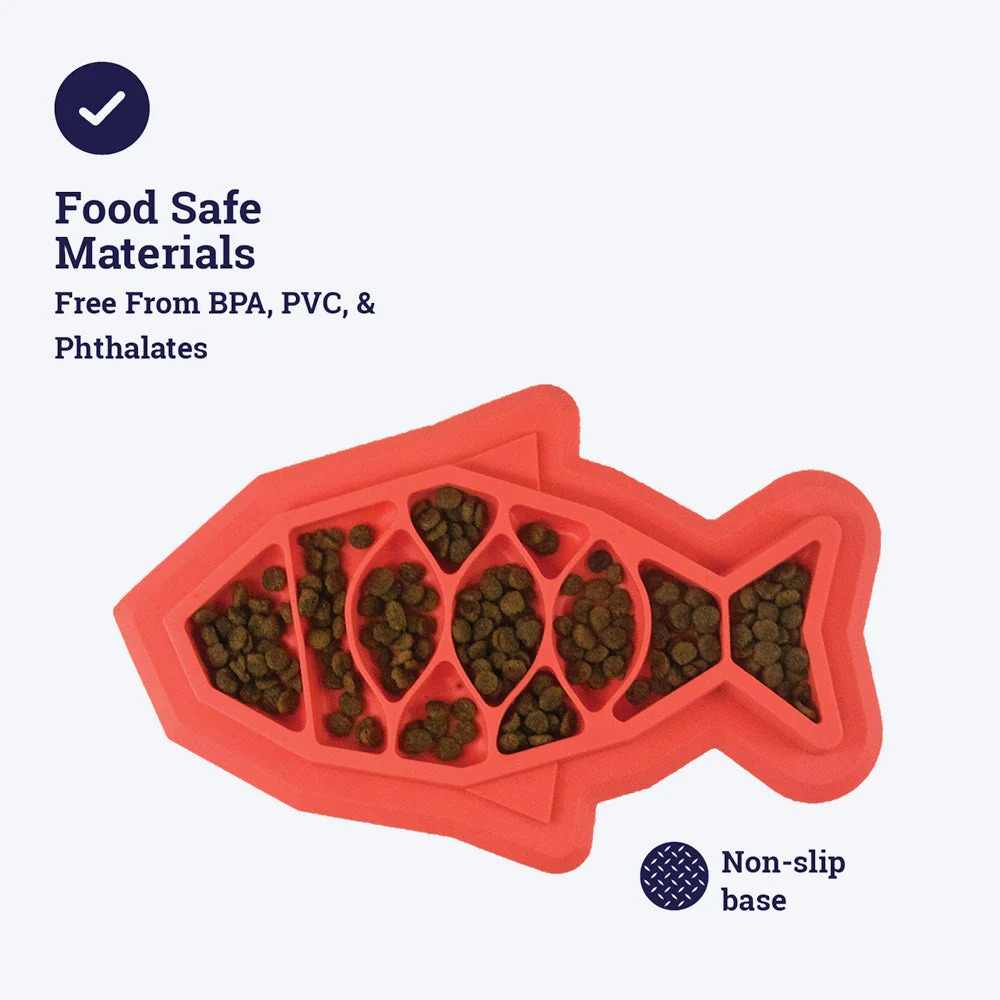 Petstages Fishie Fun Feed Mat Cat Slow Feeder, 28 cm x 18 cm, Pink