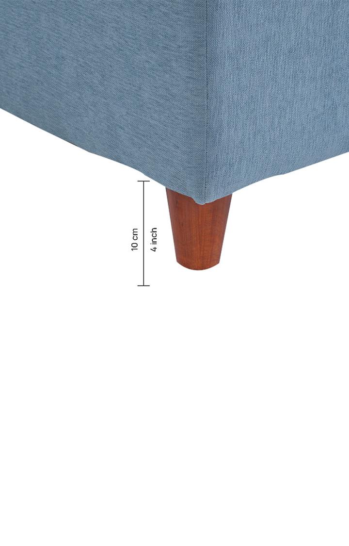 neudot Hailey Fabric Ottoman | Entry Way Stool | Wooden Legs | Blue Colour