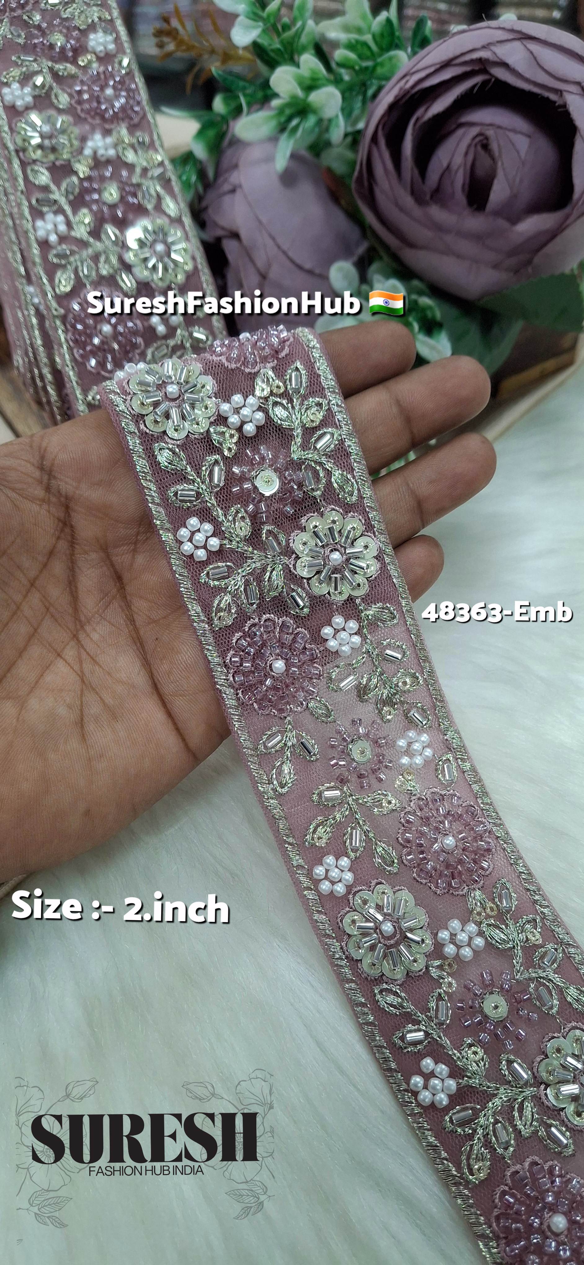 Beaded Floral Net Embroidered Lace