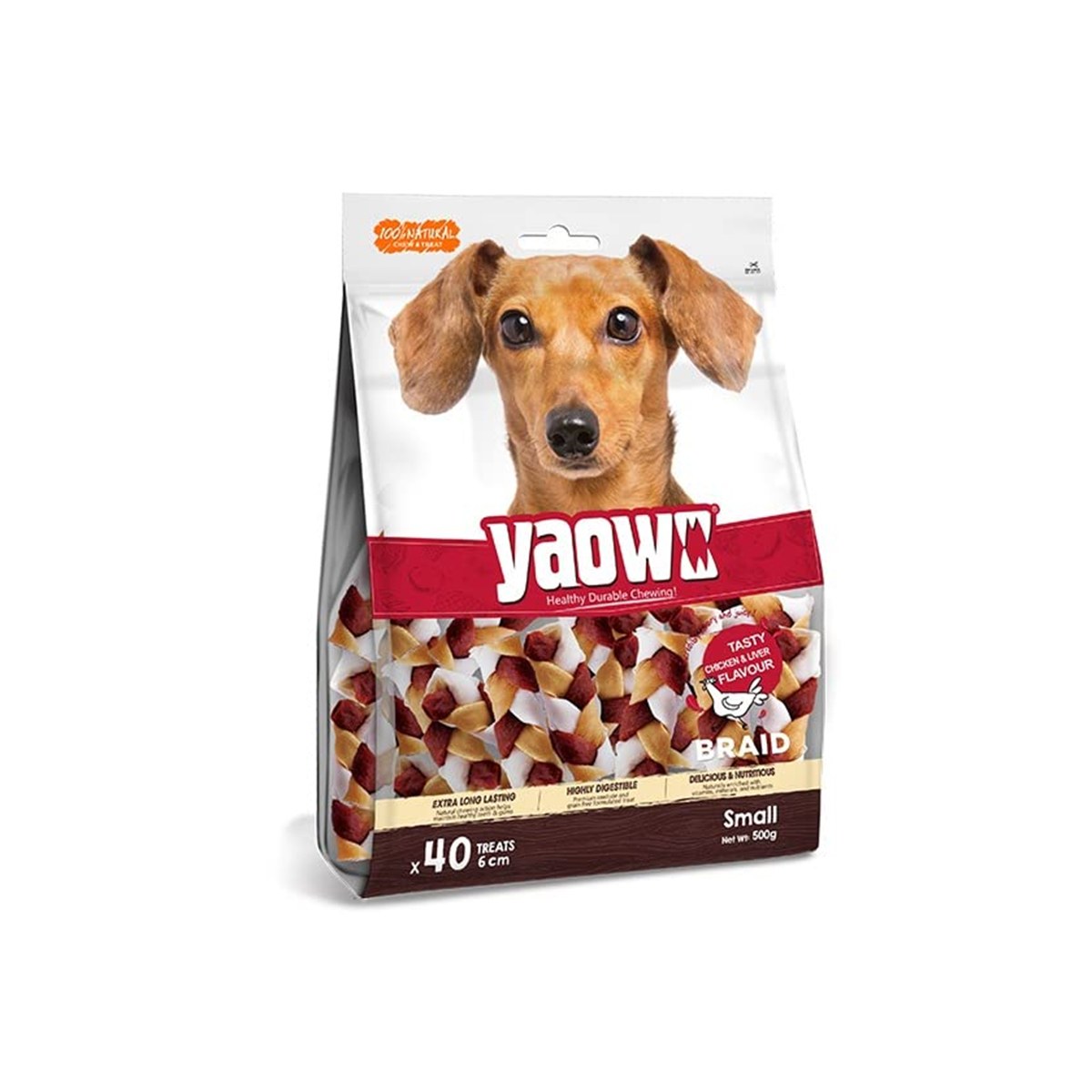 Gnawlers Yaowo Braided Chicken & Liver Flavour Dog Treats – 500g