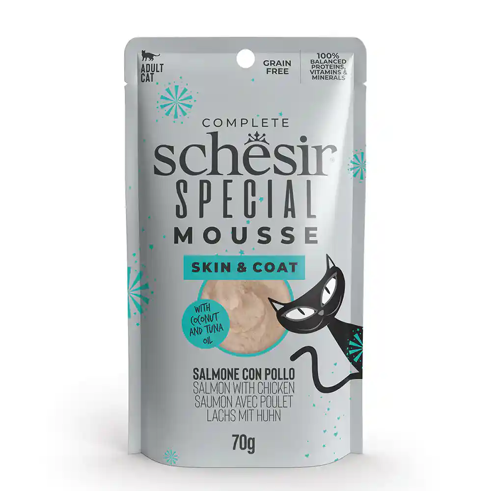 Schesir Cat Mousse Skin & Coat Salmon with Chicken 70 g