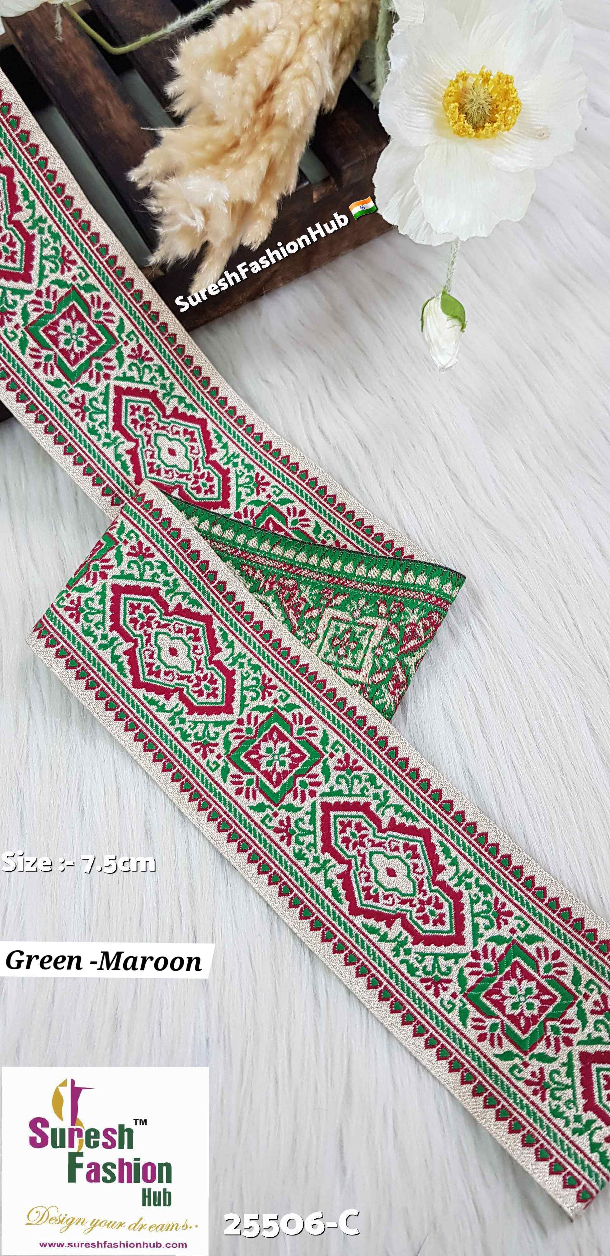 Certainly! Here are some ALT text suggestions that incorporate a variety of keywords to help improve your visibility on Google: 1. "Navratri Banarasi Laces - Traditional Indian Festive Laces" 2. "Golden Silver Banarasi Lace - Elegant Metallic Trims for Garments" 3. "Cutwork Banarasi Laces - Intricate Openwork Designs"