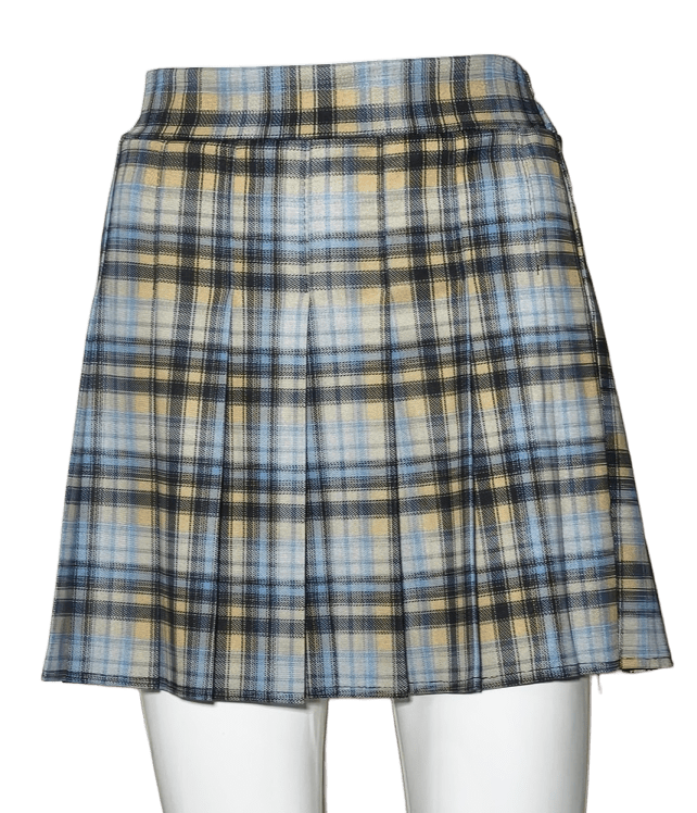 Max Fashion Women's Blue & Yellow Plaid Pleated Skirt