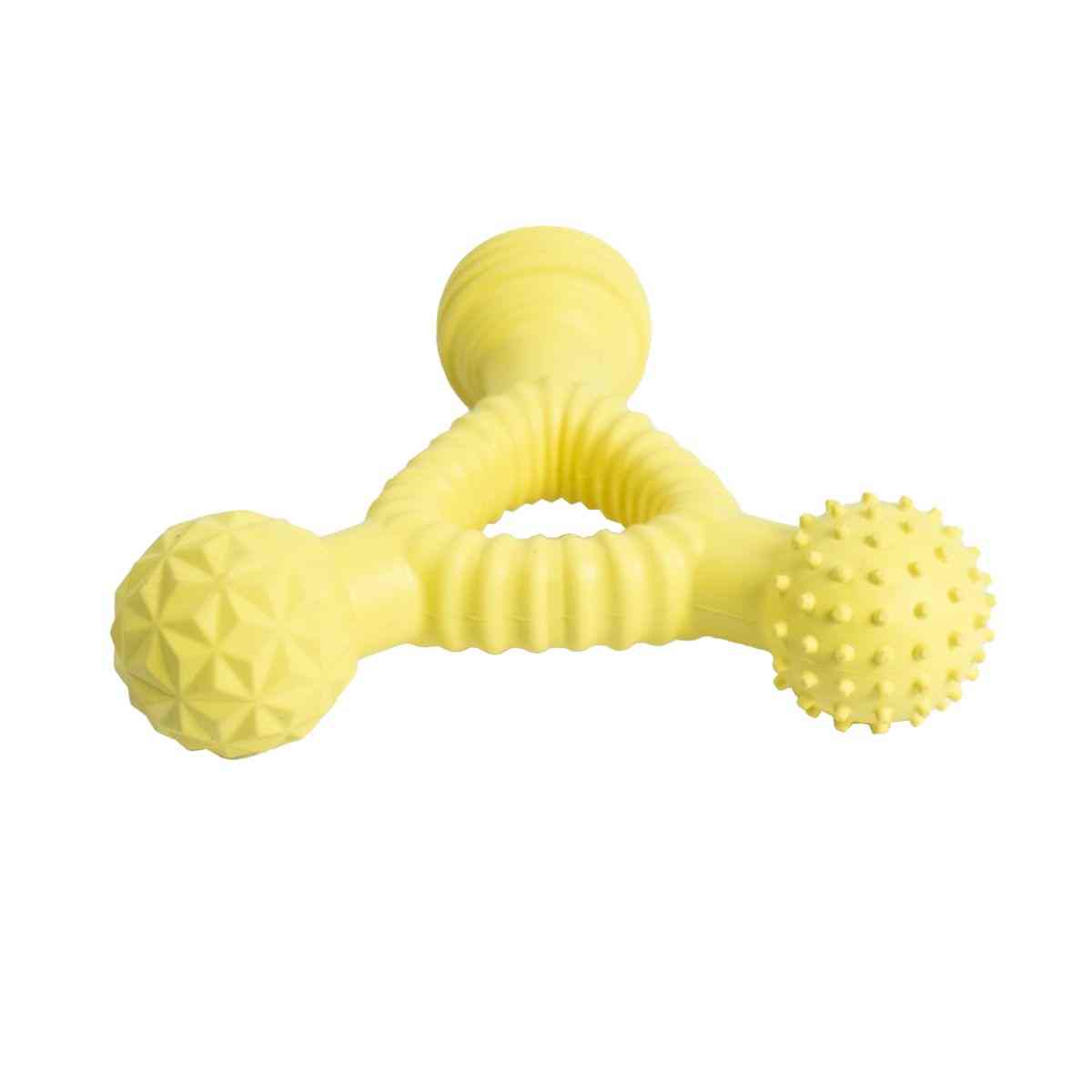 Ezra Play Dumbell- Yellow Rubber Toy