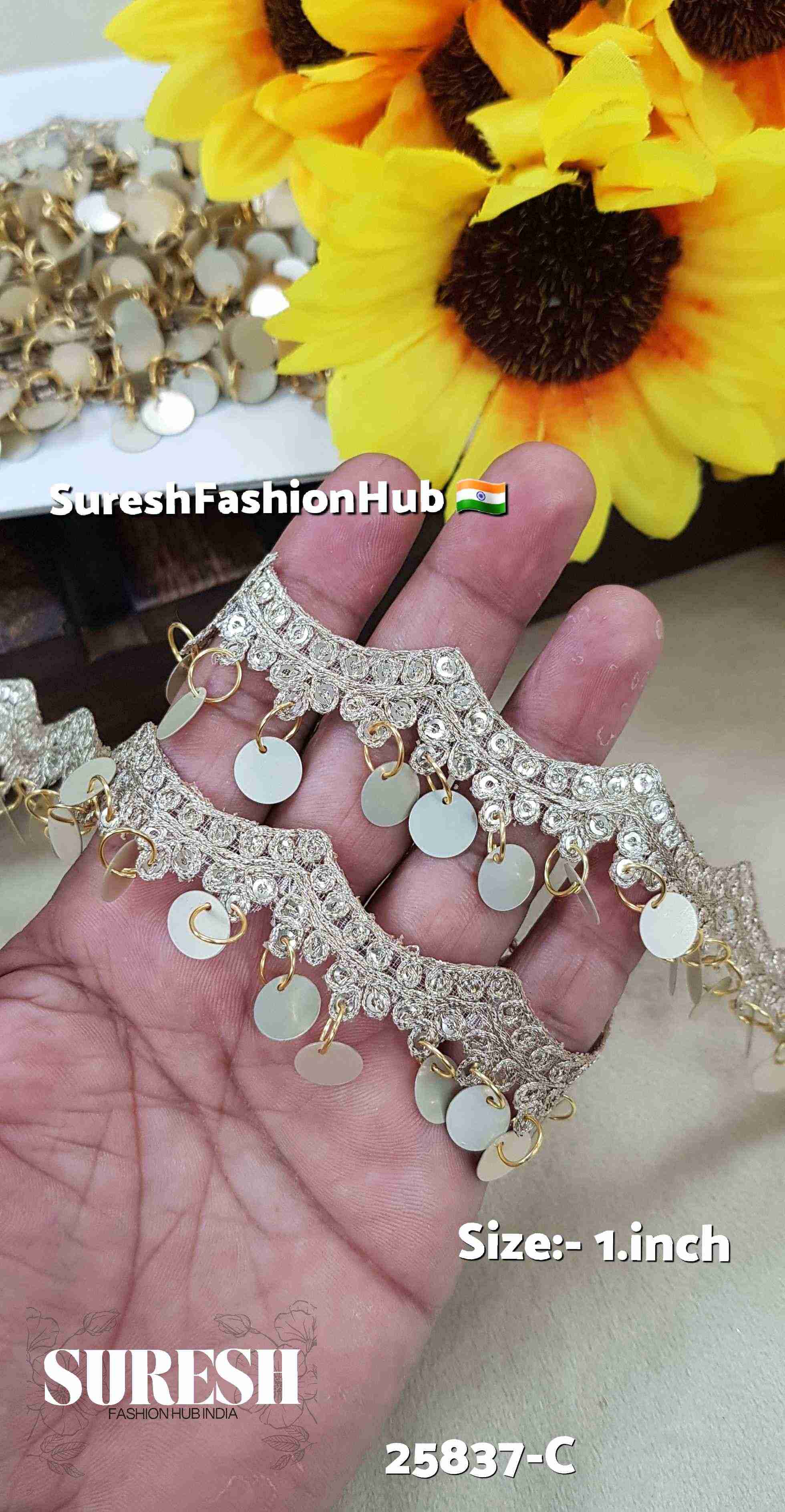 Pearl Double Scalloped Hanging Coin Lace