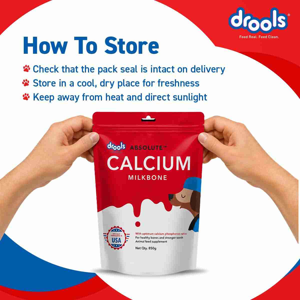 Drools Absolute Calcium Milk Bone Pouch for Puppies & Adult Dogs, 190g