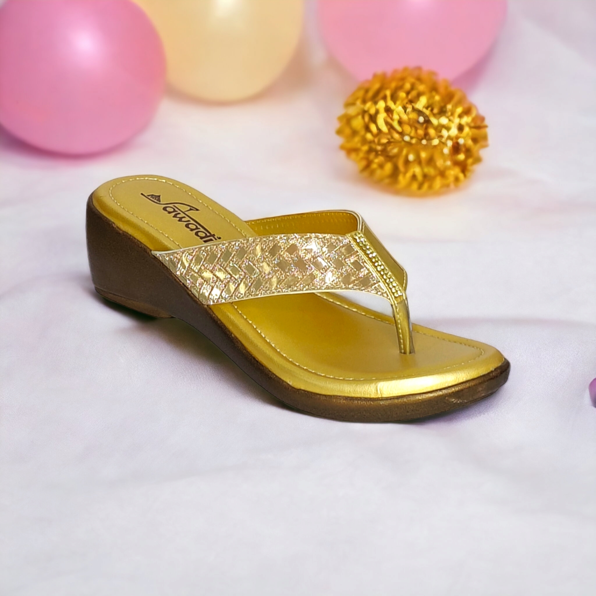 SAWADI | Women Gold Wedges Sandal undefined