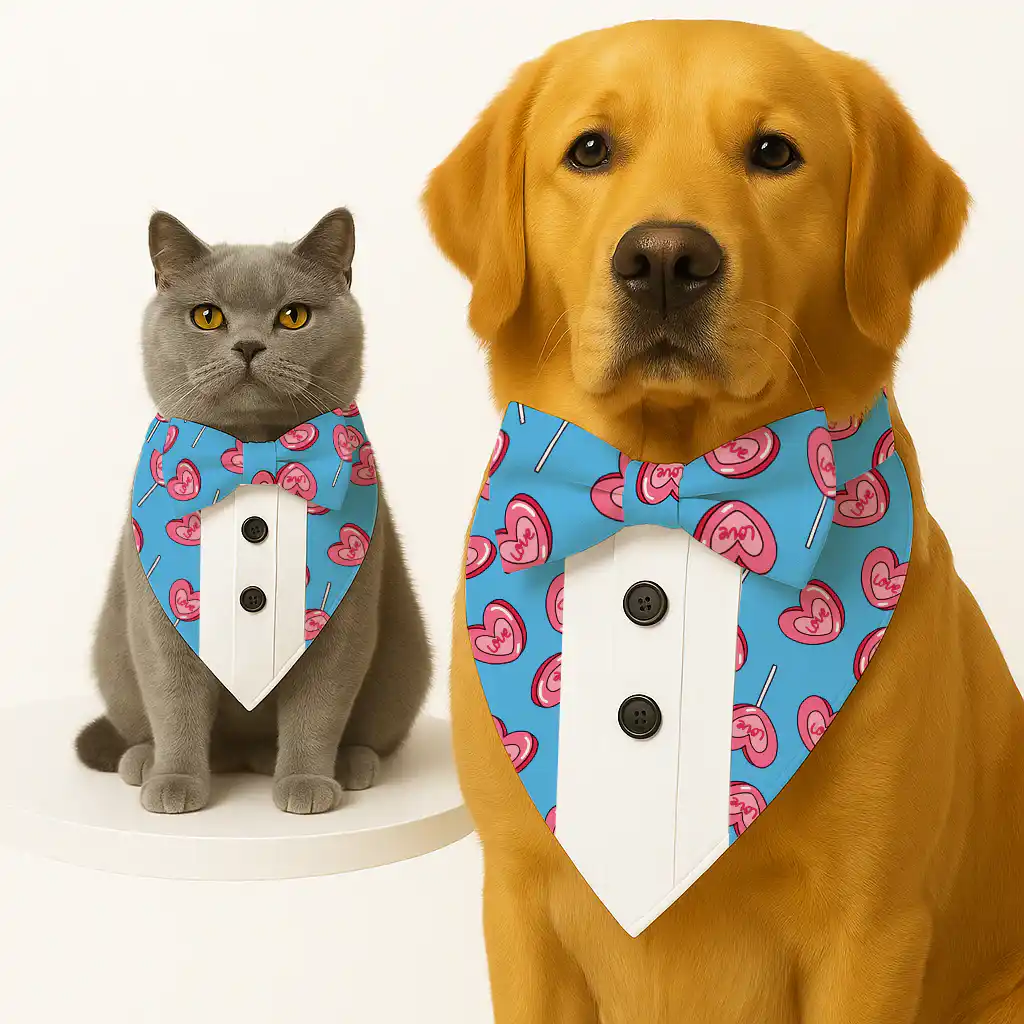 PawsIndia Valentines Edition Heart Candy Printed Tuxedo for Pets
