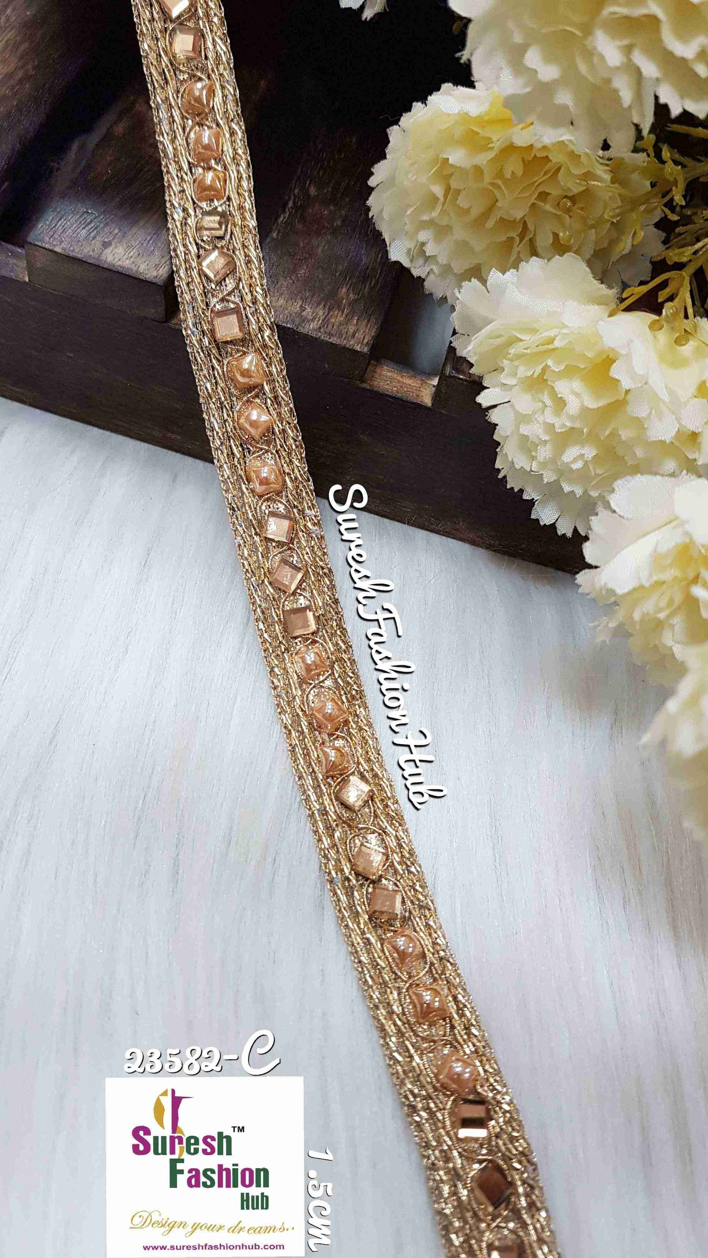  Gold Opulent Zari and Stone Borders