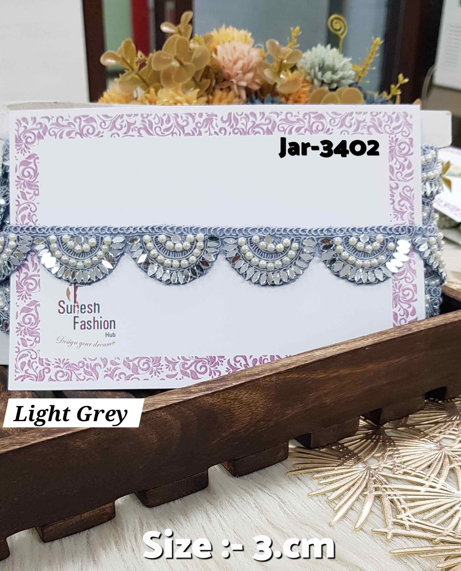 Light Grey Scalloped Embroidery Lace