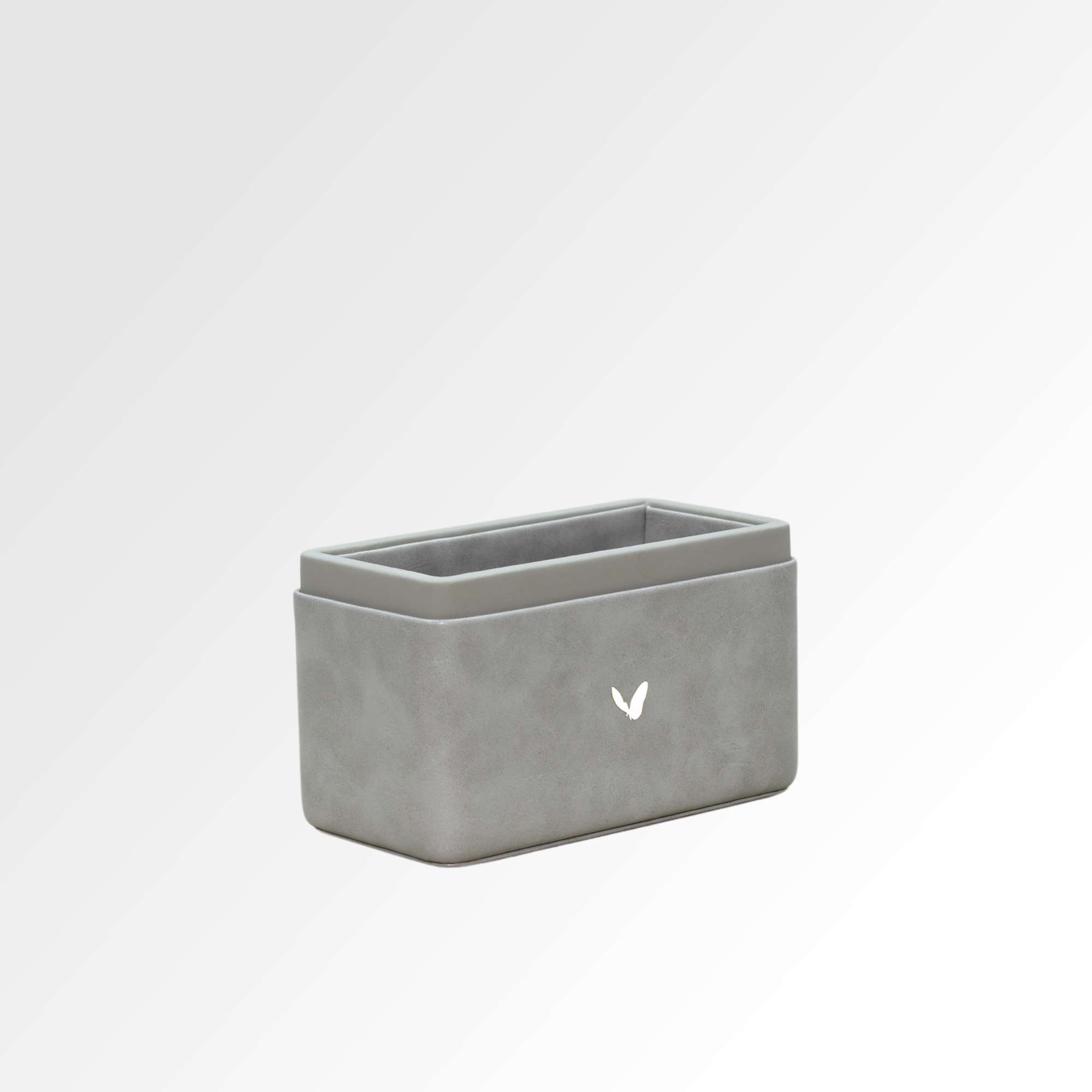 Pen/Pencil Holder | Faux Leather | Rectangular Medium | Moderno | Grey