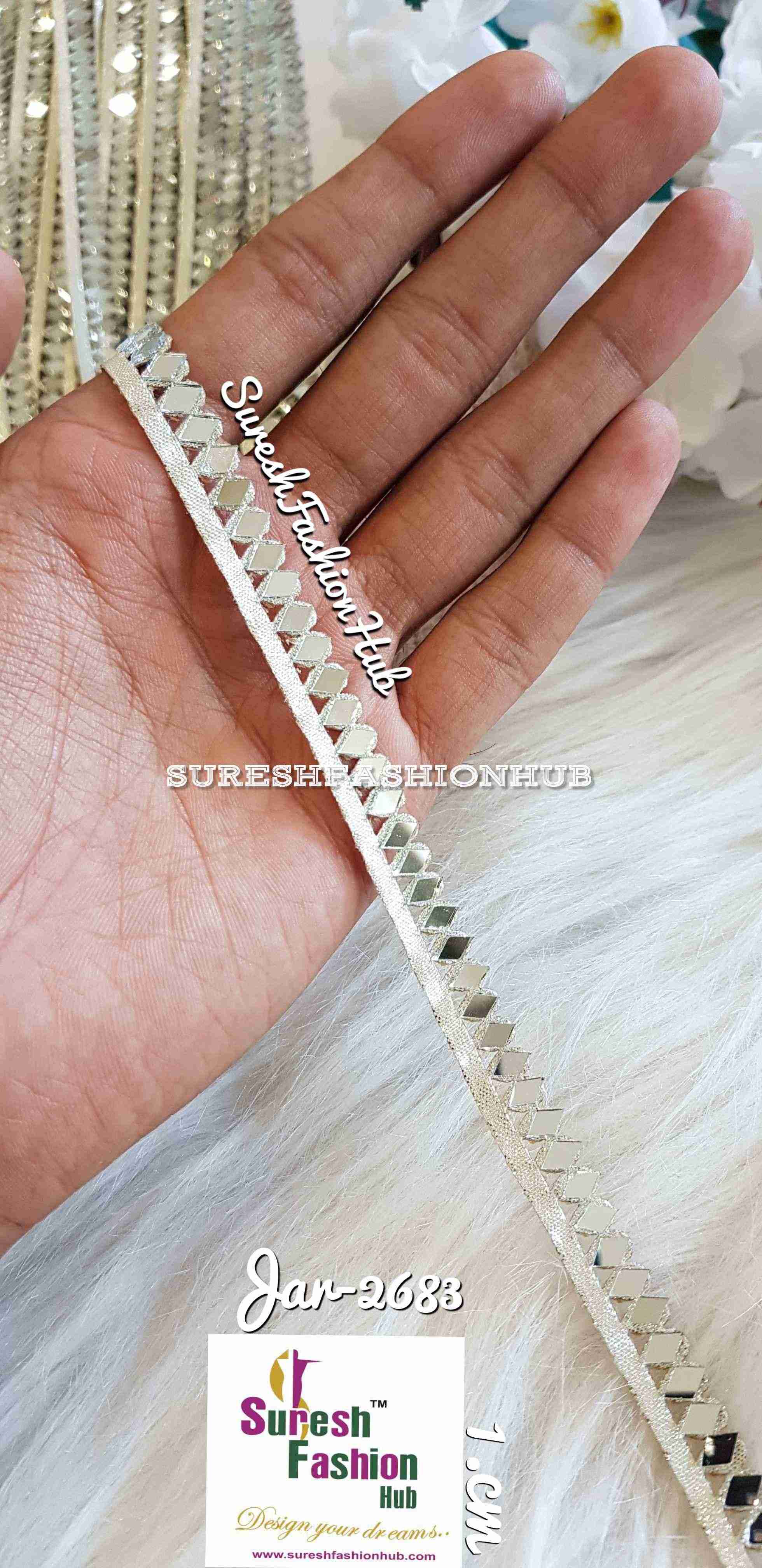 Tiny Silver Color Kite Shaped Mirror Designer Trim