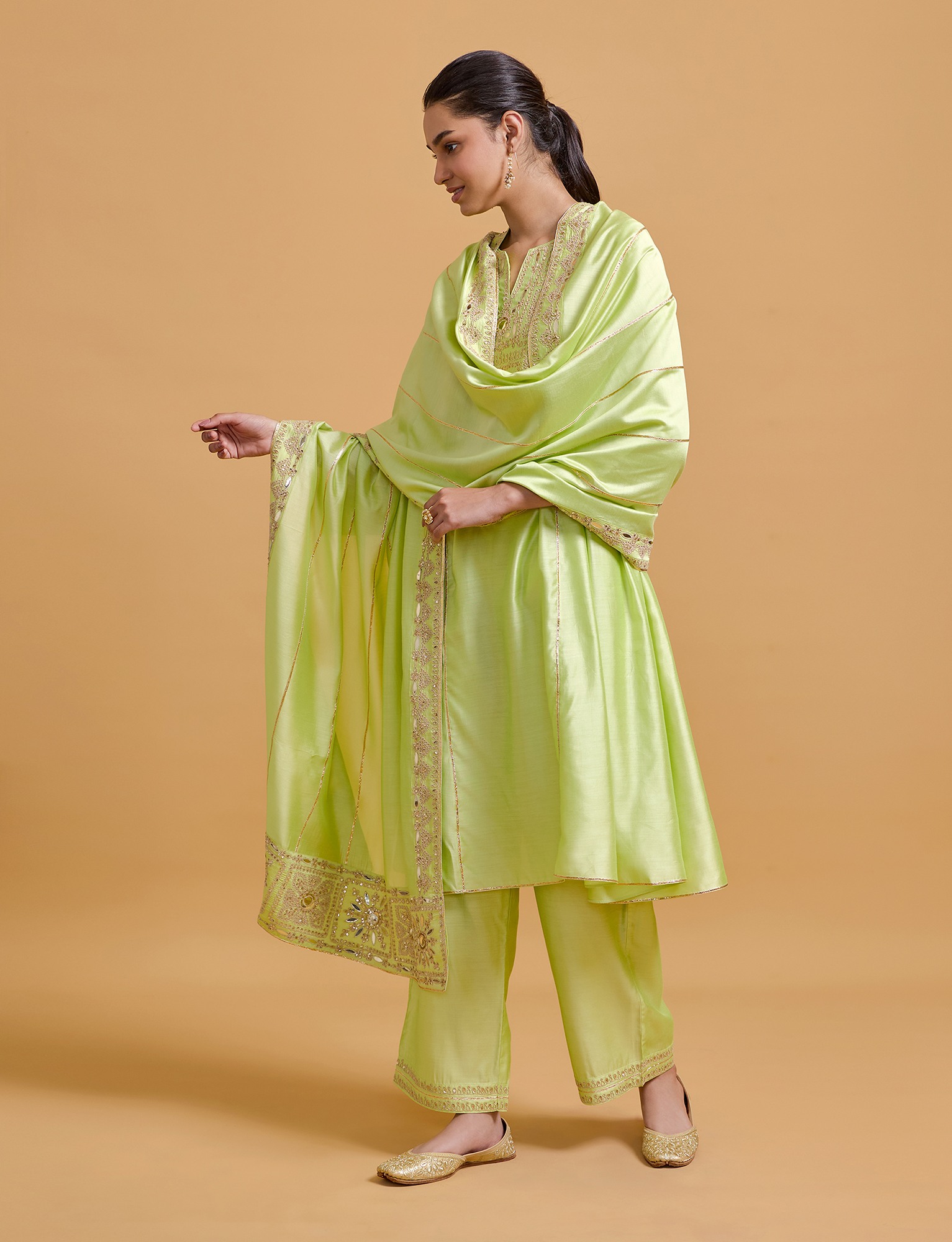 Zeenat Pista Heavy Dupatta